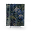 Woodblock Hydrangea Fern Garden Shower Curtain
