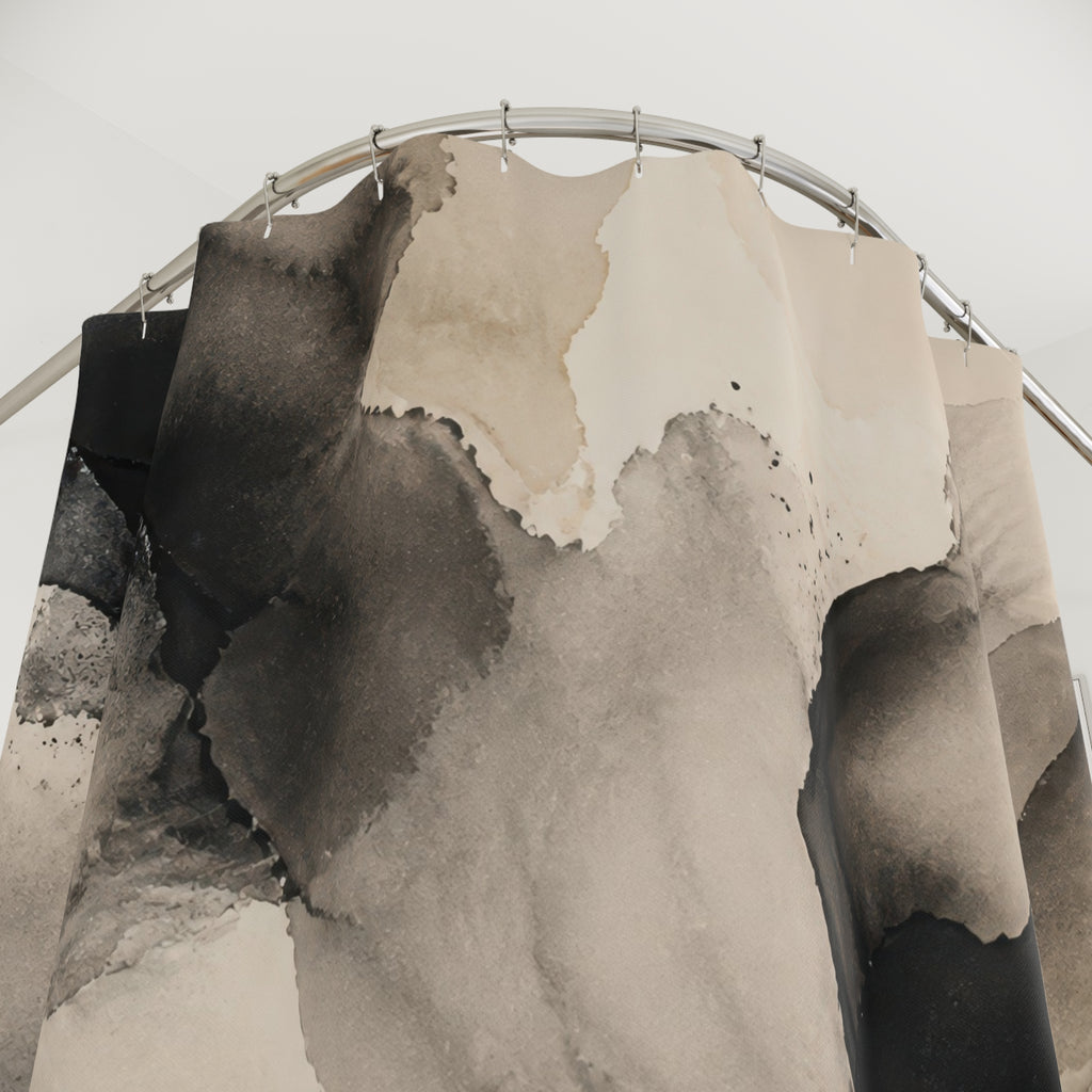 Black Cream Ink Wash Shower Curtain