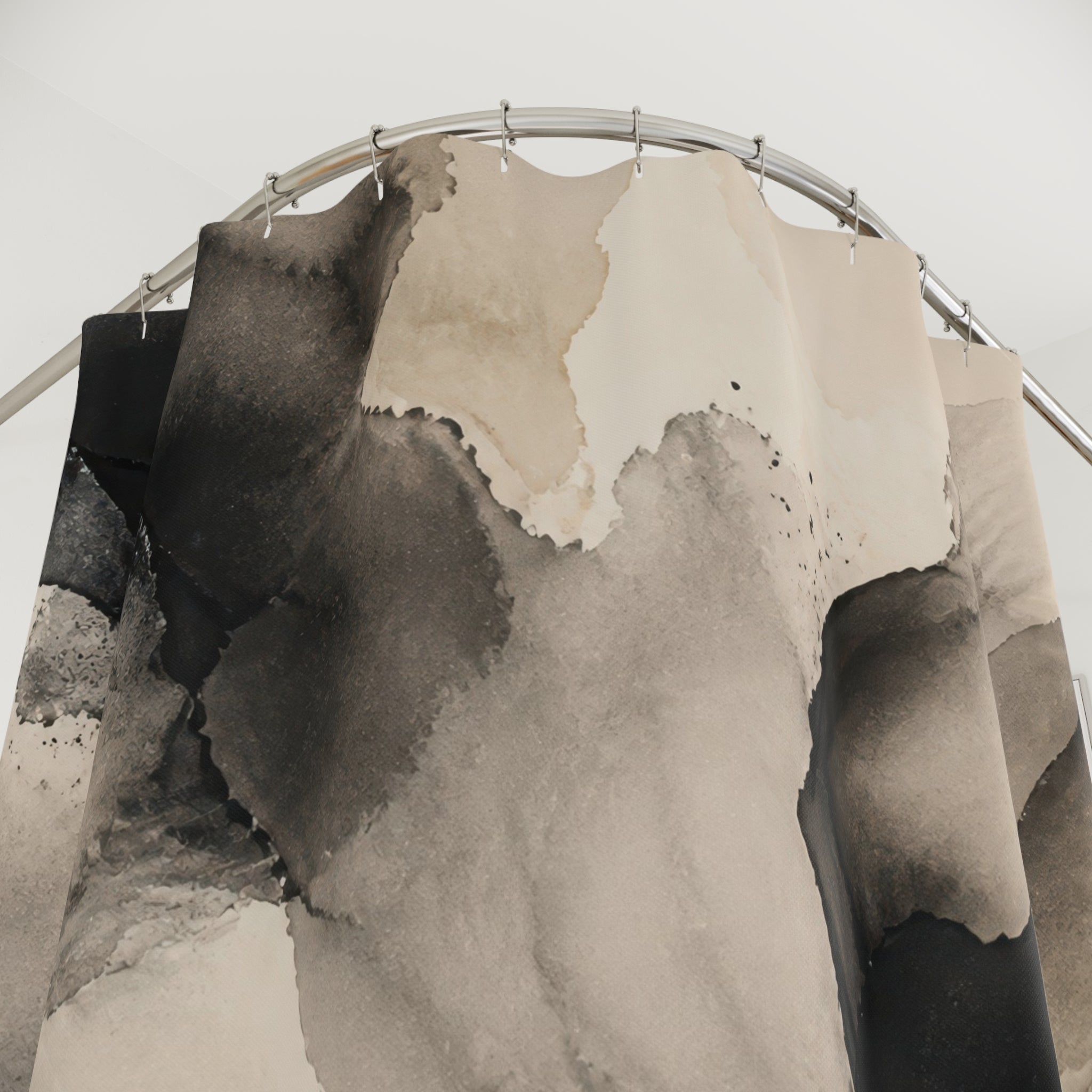 Black Cream Ink Wash Shower Curtain
