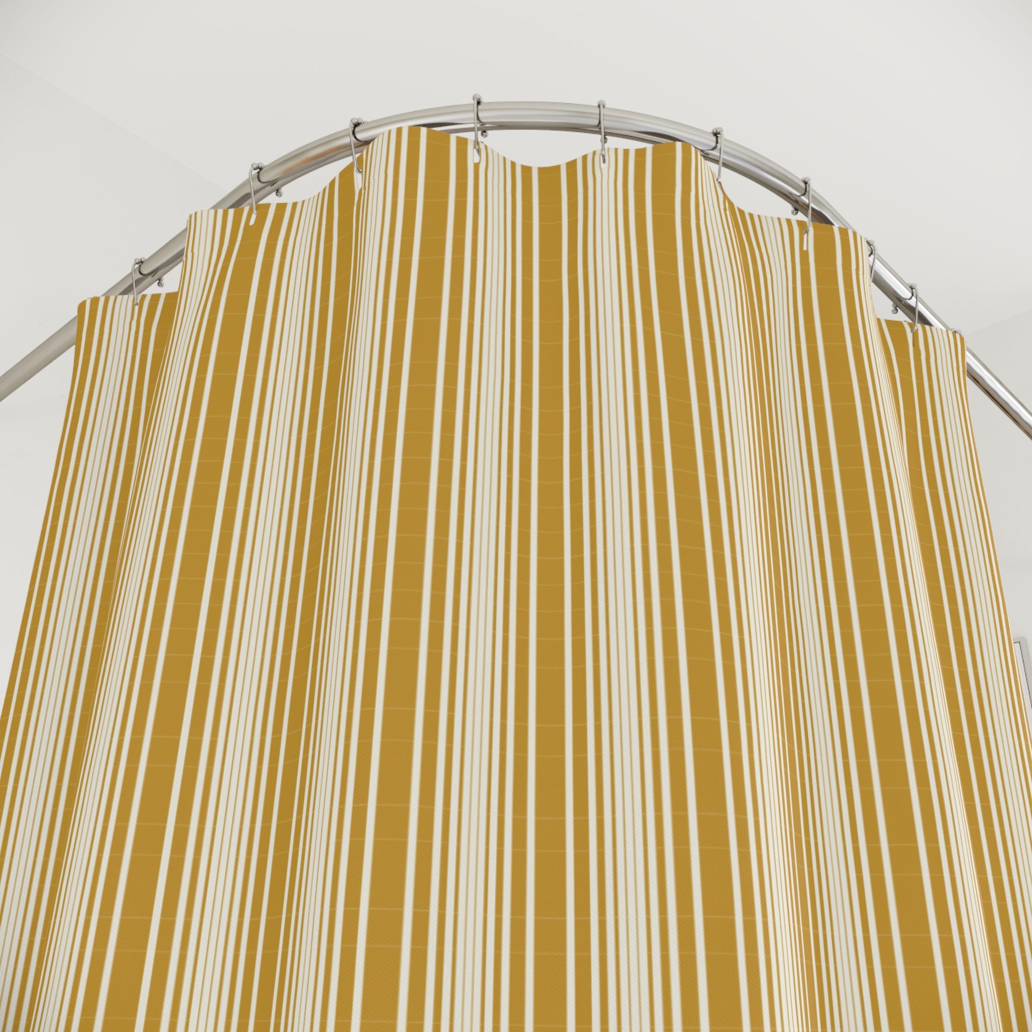 Yellow and White Graduated Stripe Shower Curtain