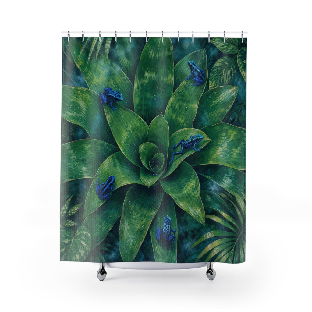 Blue and Green Rainforest Frog Shower Curtain
