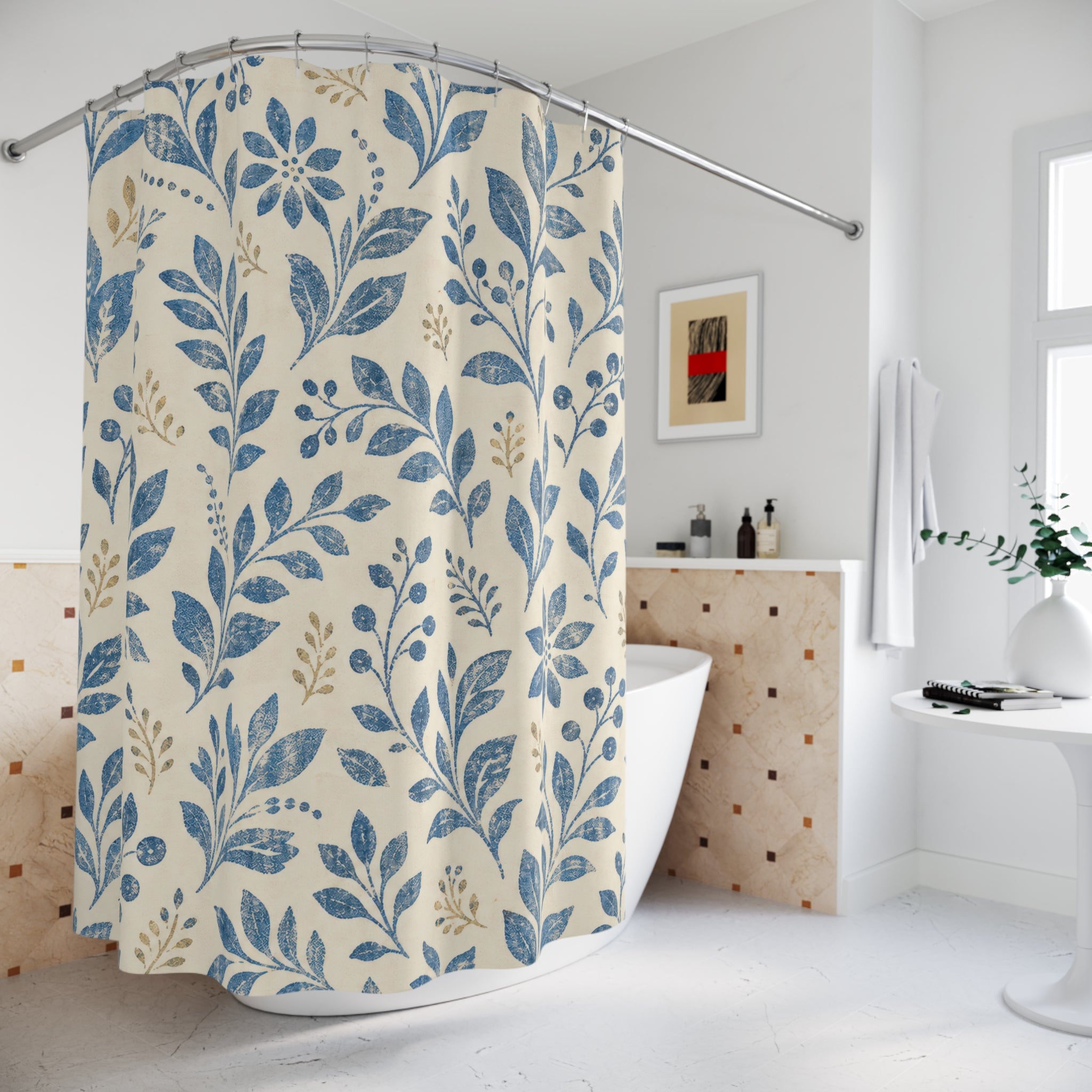 Country Botanical Leaf Shower Curtain