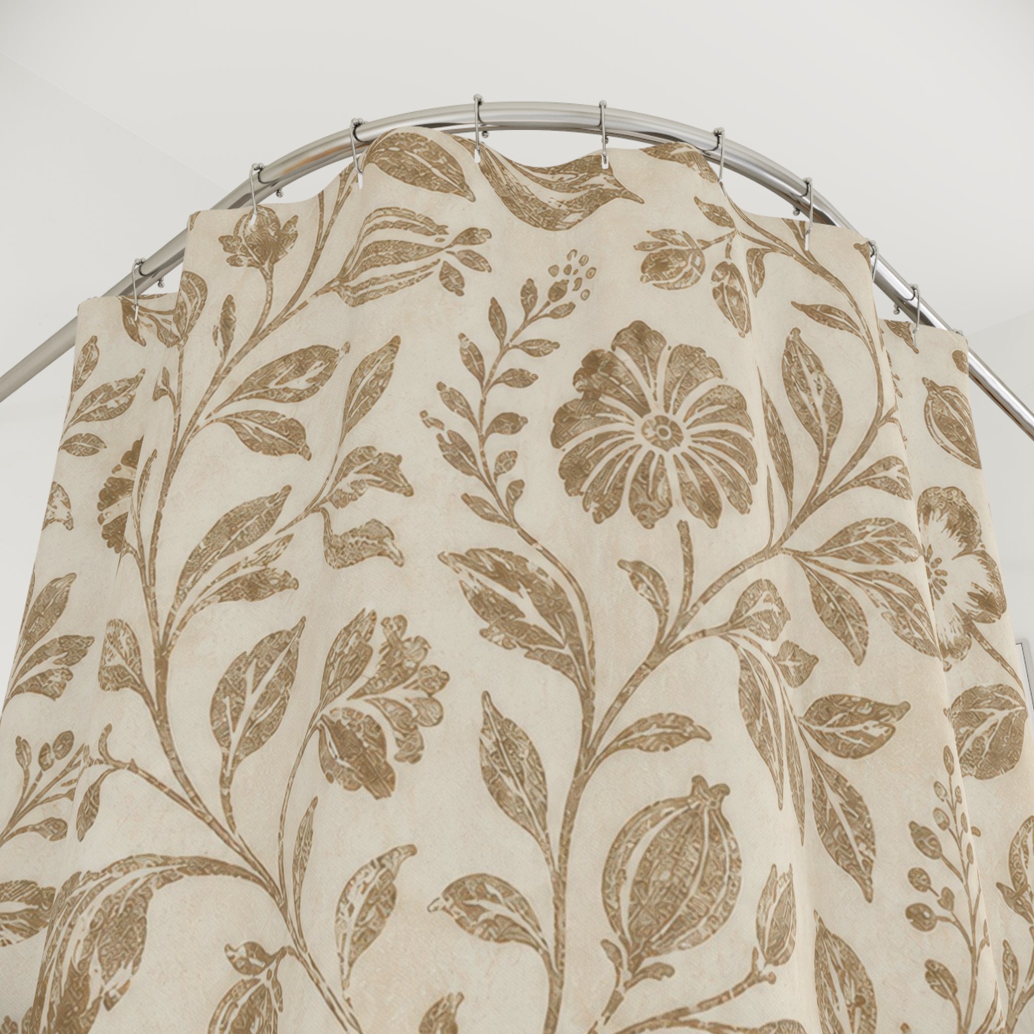 Beige Vintage Vine Botanical Shower Curtain