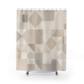 Beige White Patchwork Tile Shower Curtain