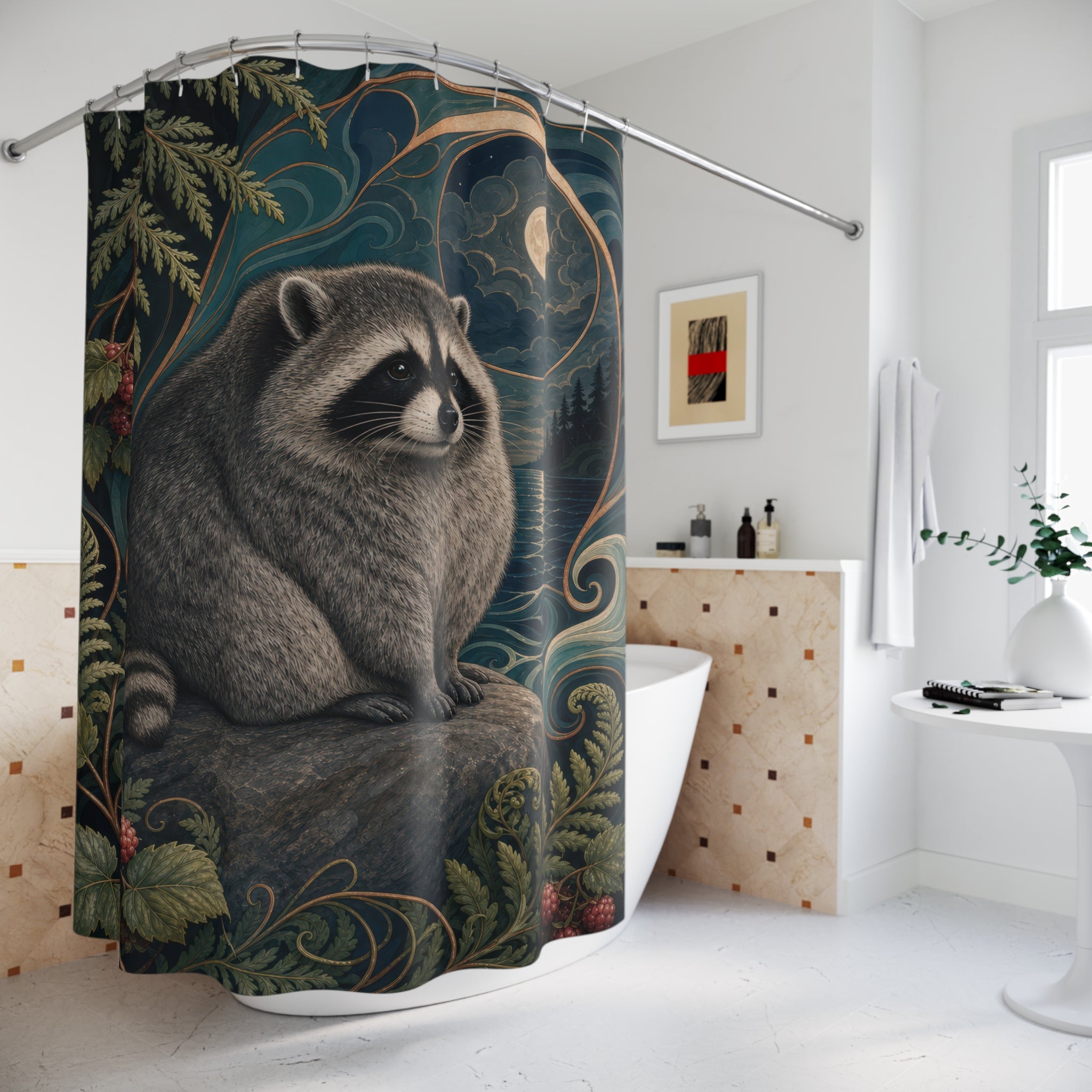 Jimothy Raccoon Art Nouveau Shower Curtain