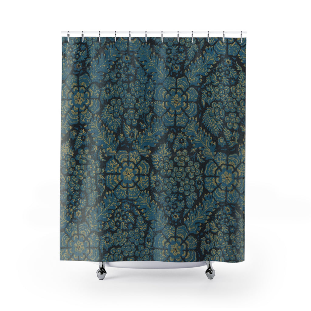 Italian Blue Floral Shower Curtain – Vintage Botanical