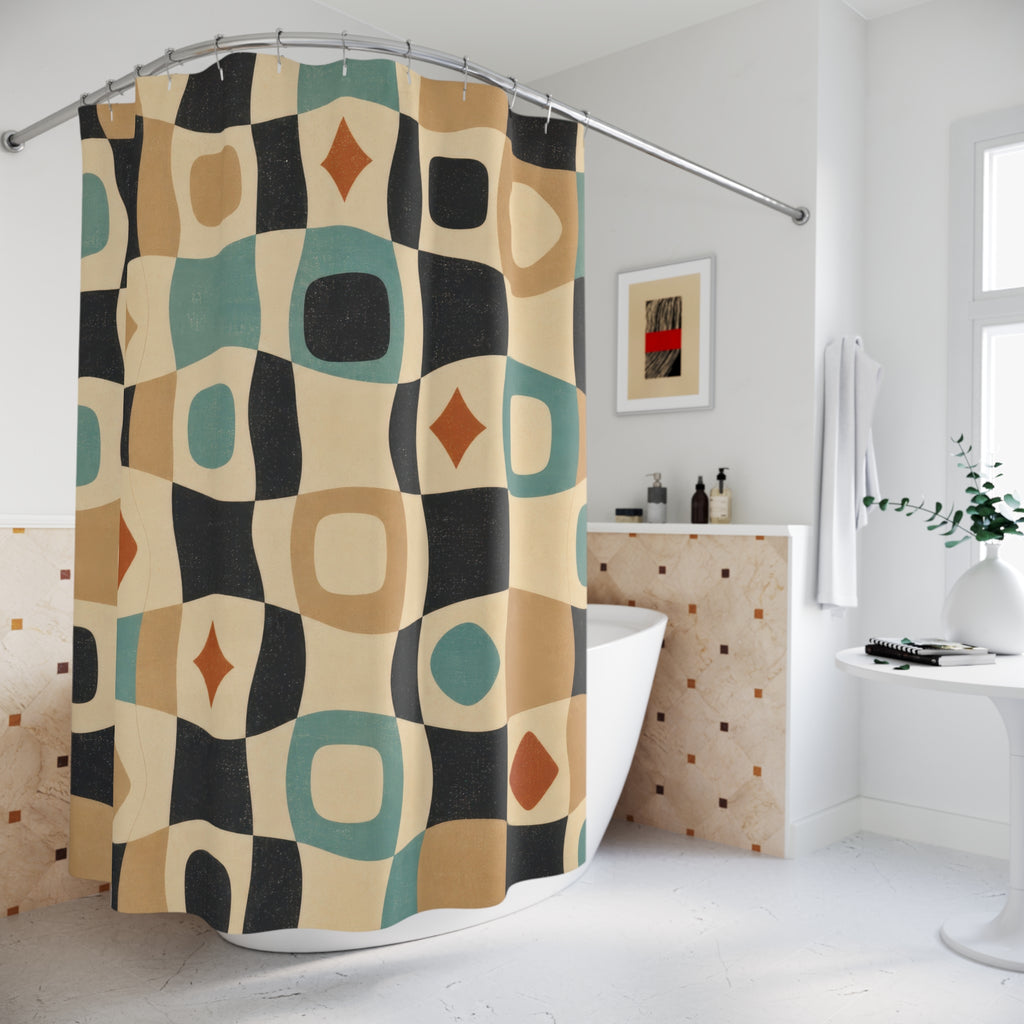 Wavy Geometric Shower Curtain