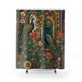 Klimt Inspired Peacock Shower Curtain: Teal Green Nouveau