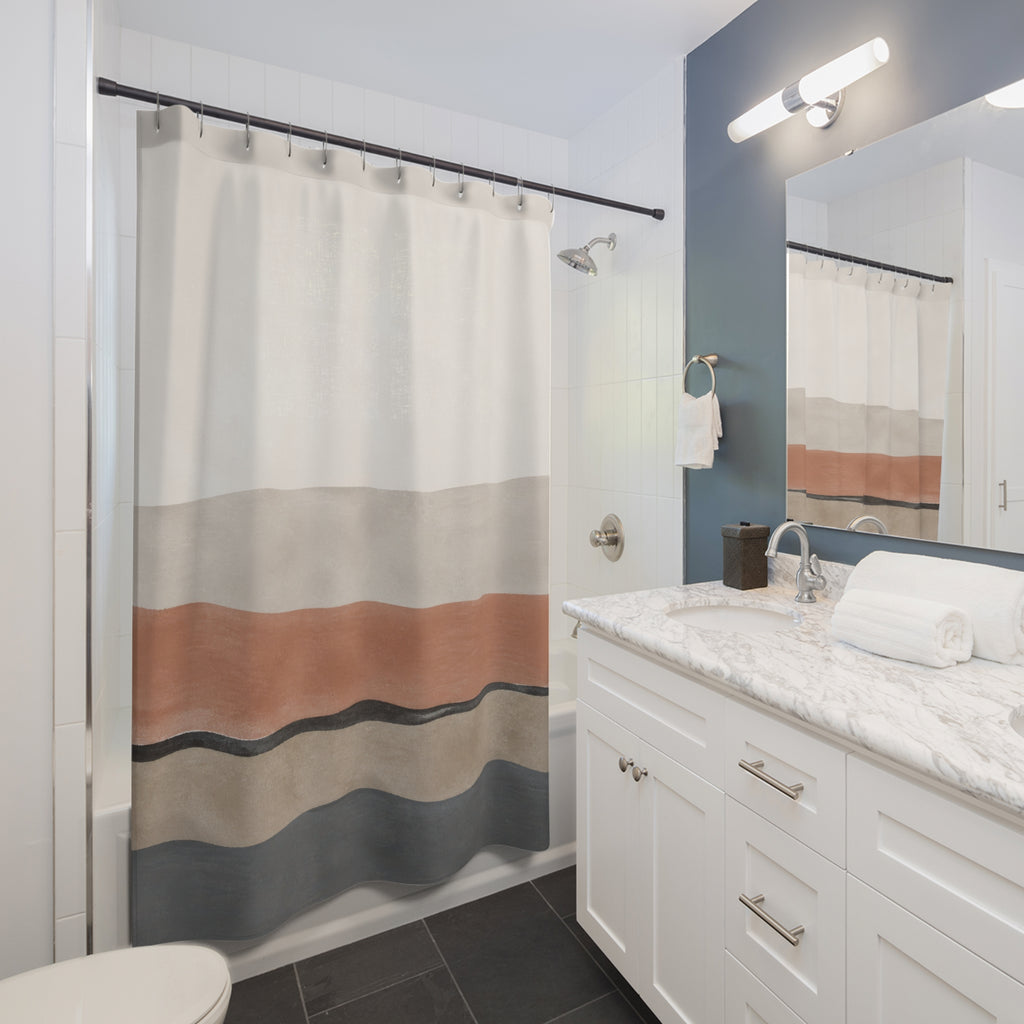 Terracotta Beige Layered Landscape Shower Curtain