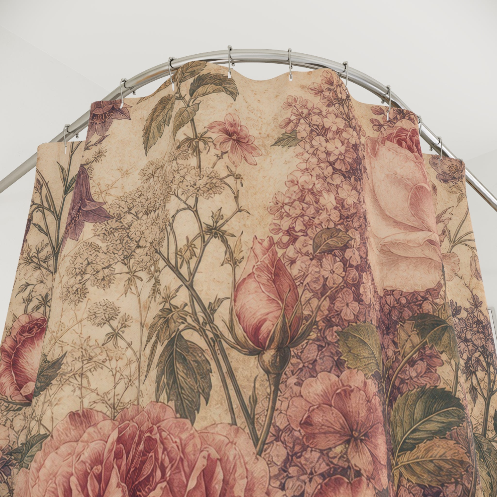 Vintage Flower Shower Curtain: Rose Botanical