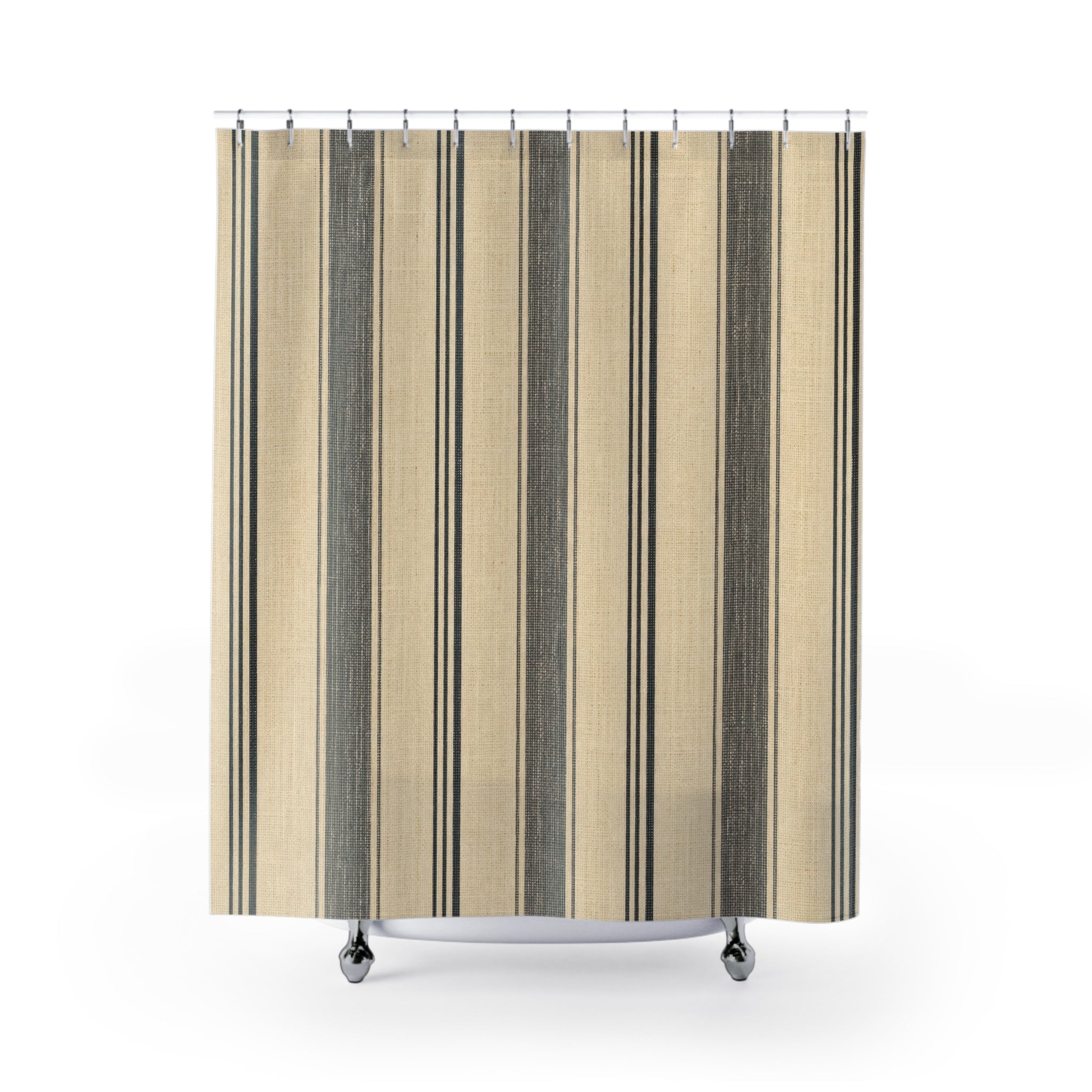 Oatmeal Black Stripe Shower Curtain