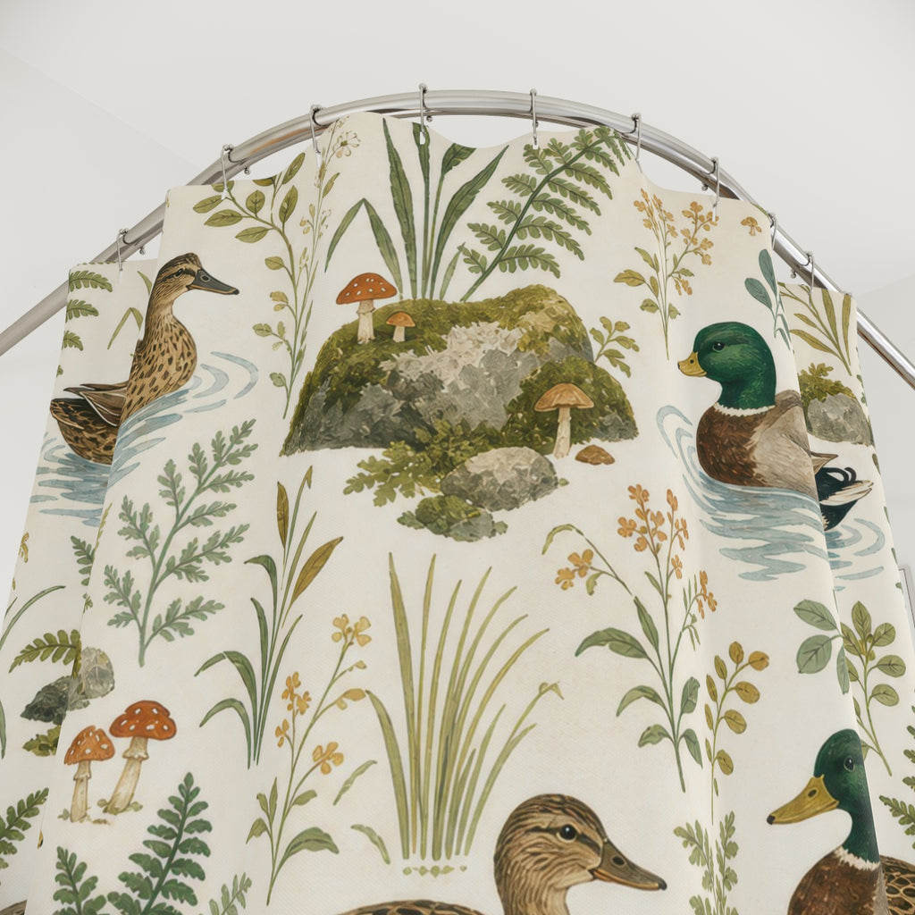 Realistic Mallard Botanical Shower Curtain