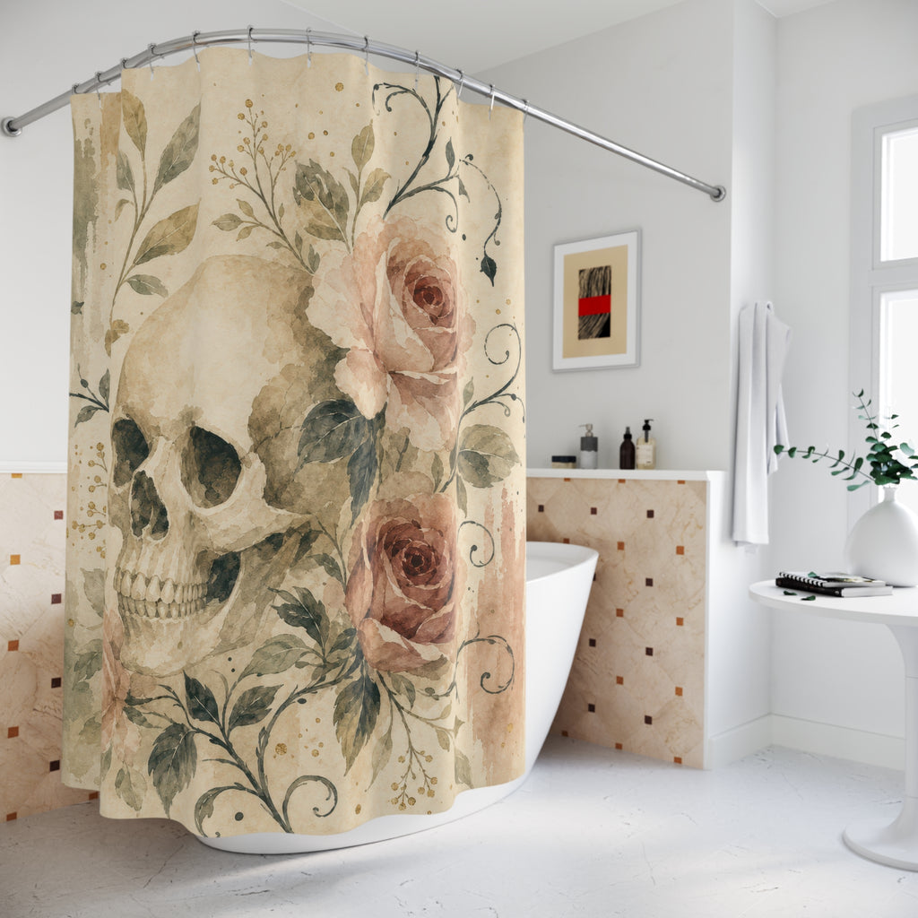 Gothic Rose Skull Shower Curtain