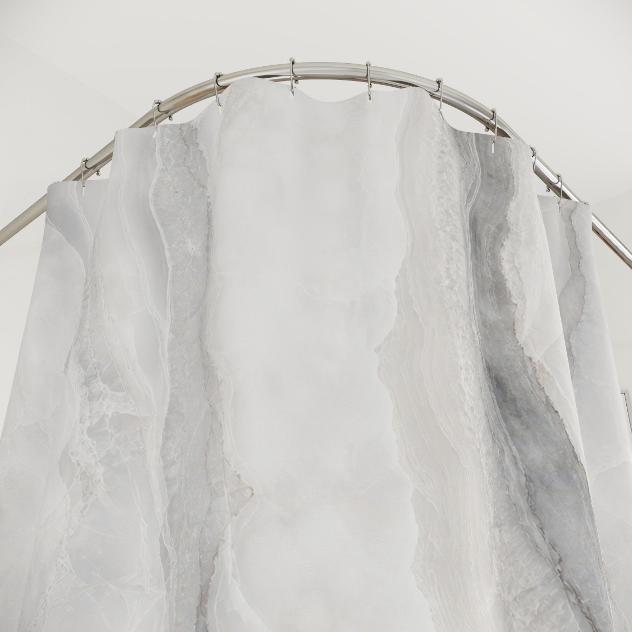 Grey White Marble Shower Curtain