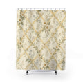 Yellow Floral Lattice Farmhouse Shower Curtain