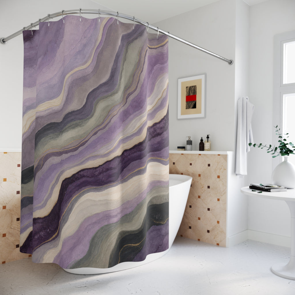 Lavender Watercolor Stone Shower Curtain