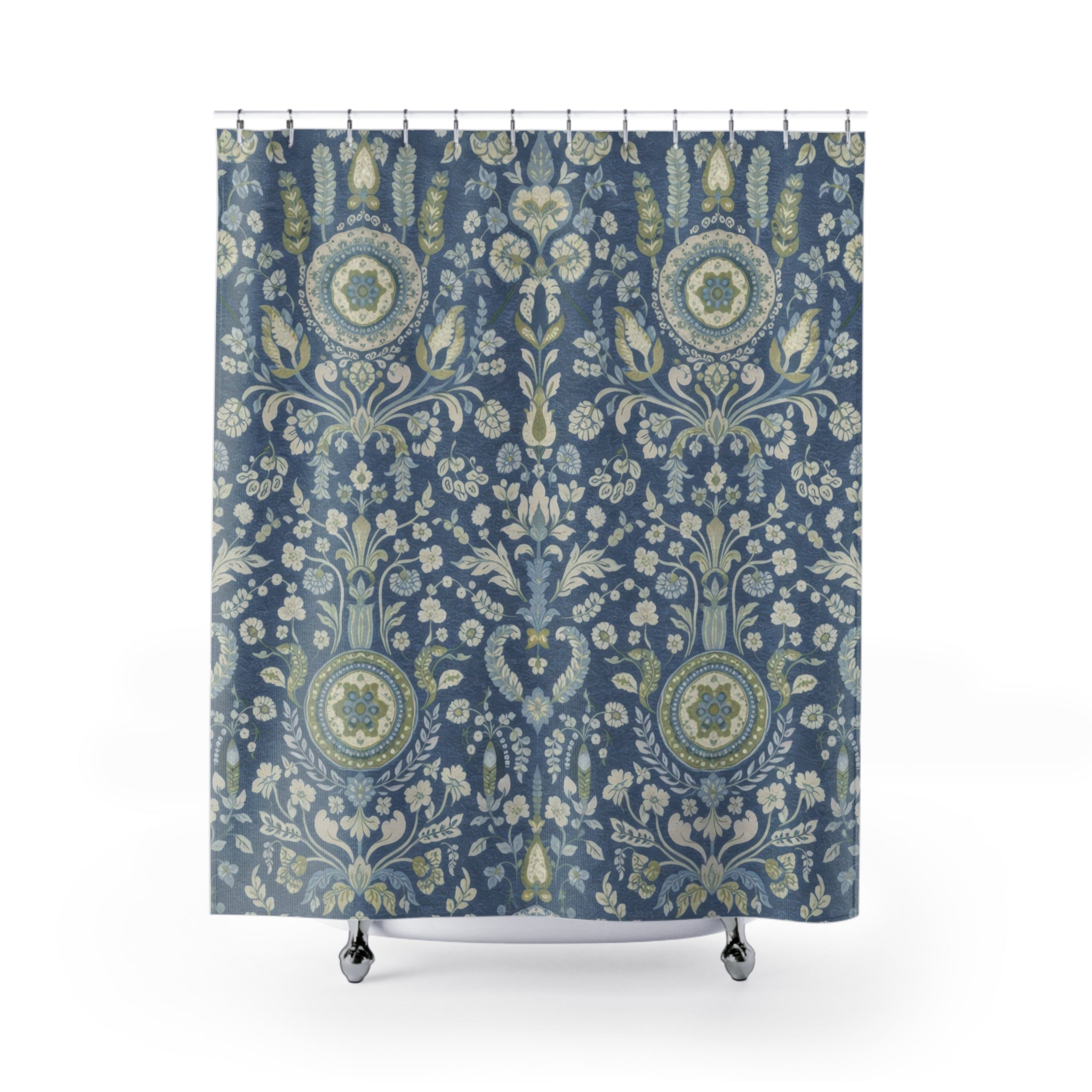 Vintage Suzani Shower Curtain – Blue Green Teal