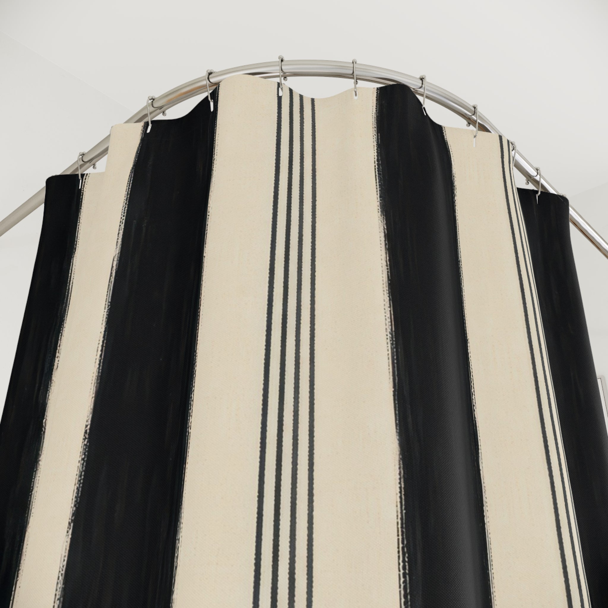 Ivory White Cabana Pinstripe Shower Curtain
