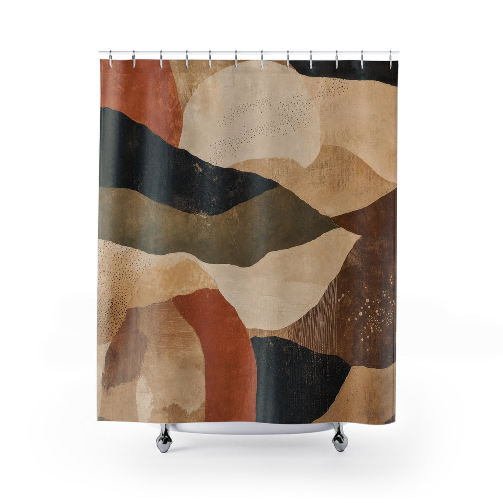 Earth Tone Rust Brown Layered Shower Curtain