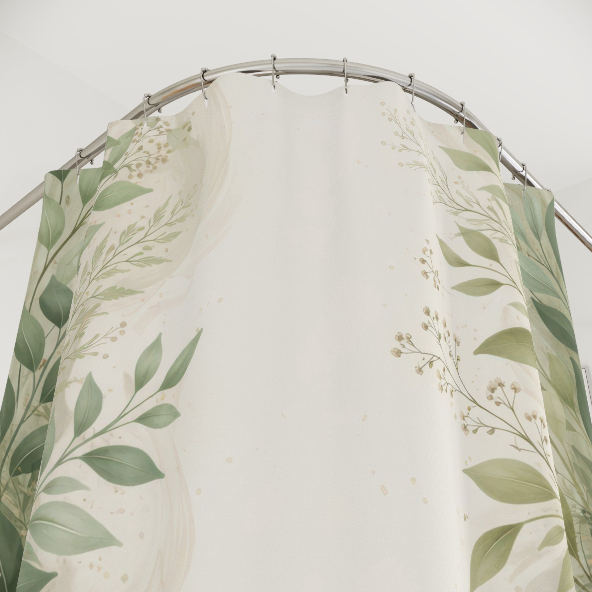 Green Botanical Shower Curtain – Sage Eucalyptus