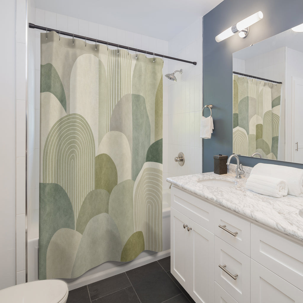 Sage Gray Arc Shower Curtain