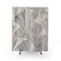 Art Deco Shower Curtain, Gray Geometric Bath Decor, Fan Arch Pattern, Modern Neutral Guest Bathroom Decor, Architectural Fan Style
