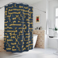 Blue Quran Manuscript Shower Curtain – Indigo & Gold
