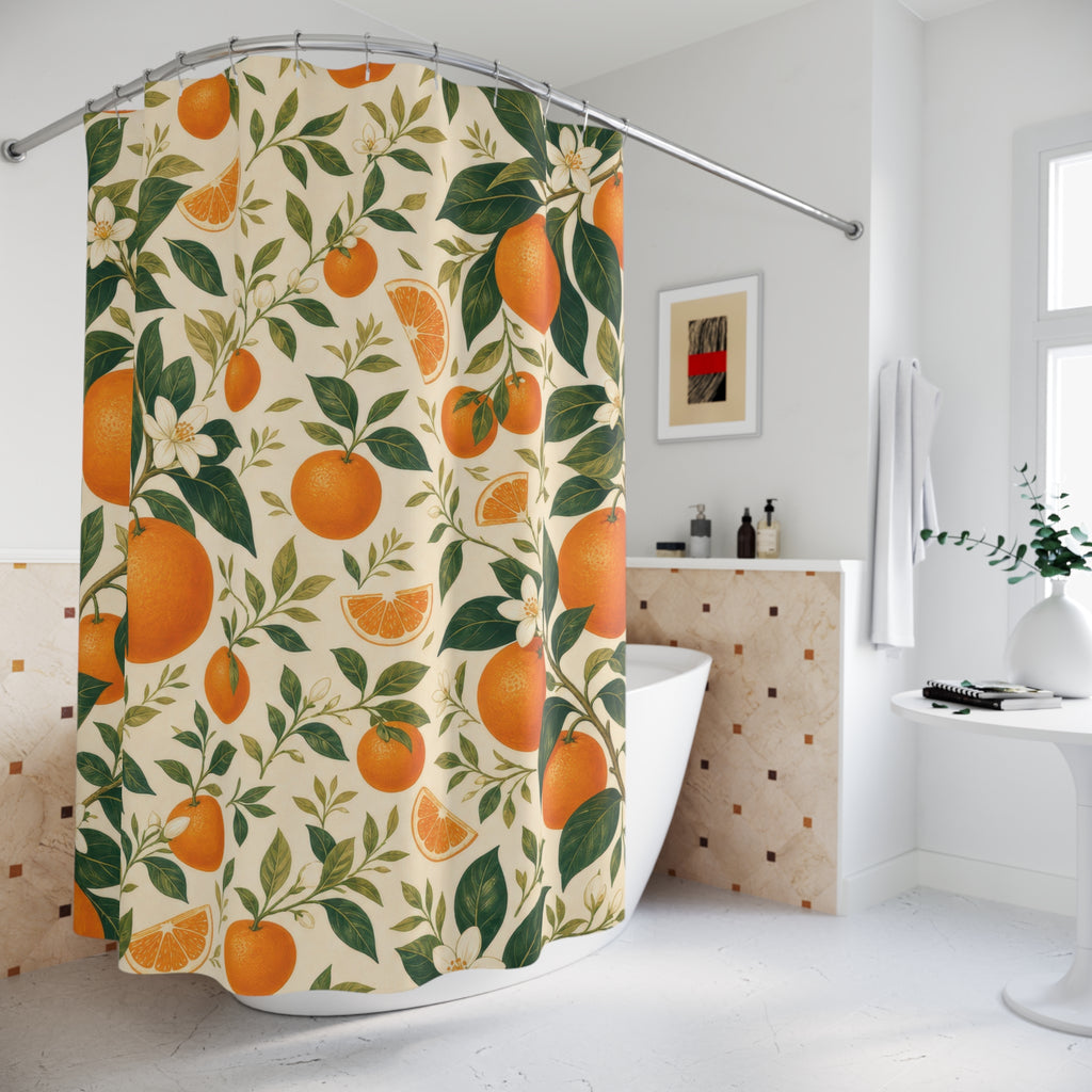Citrus Fruit Orange Floral Botanical Cottage Cottagecore Shower Curtain