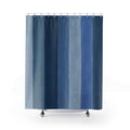 Muted Navy Slate Vertical Bands Shower Curtain