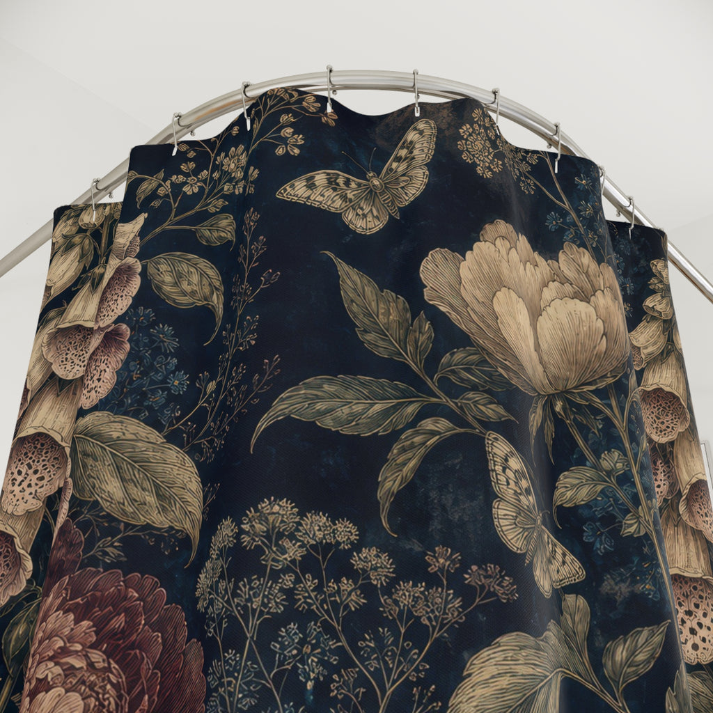 Antique Botanical Peony Shower Curtain