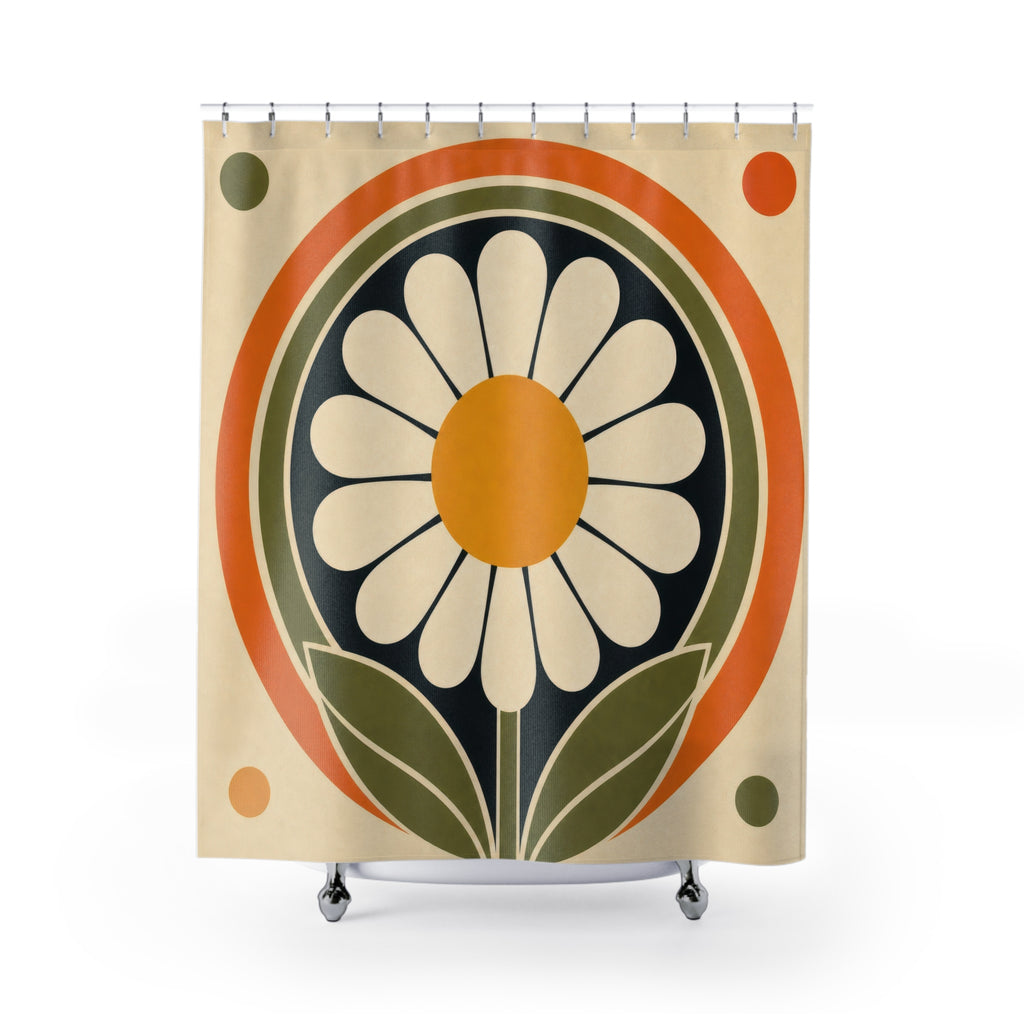 60s Daisy Retro Shower Curtain: 60s Daisy Shower Curtain
