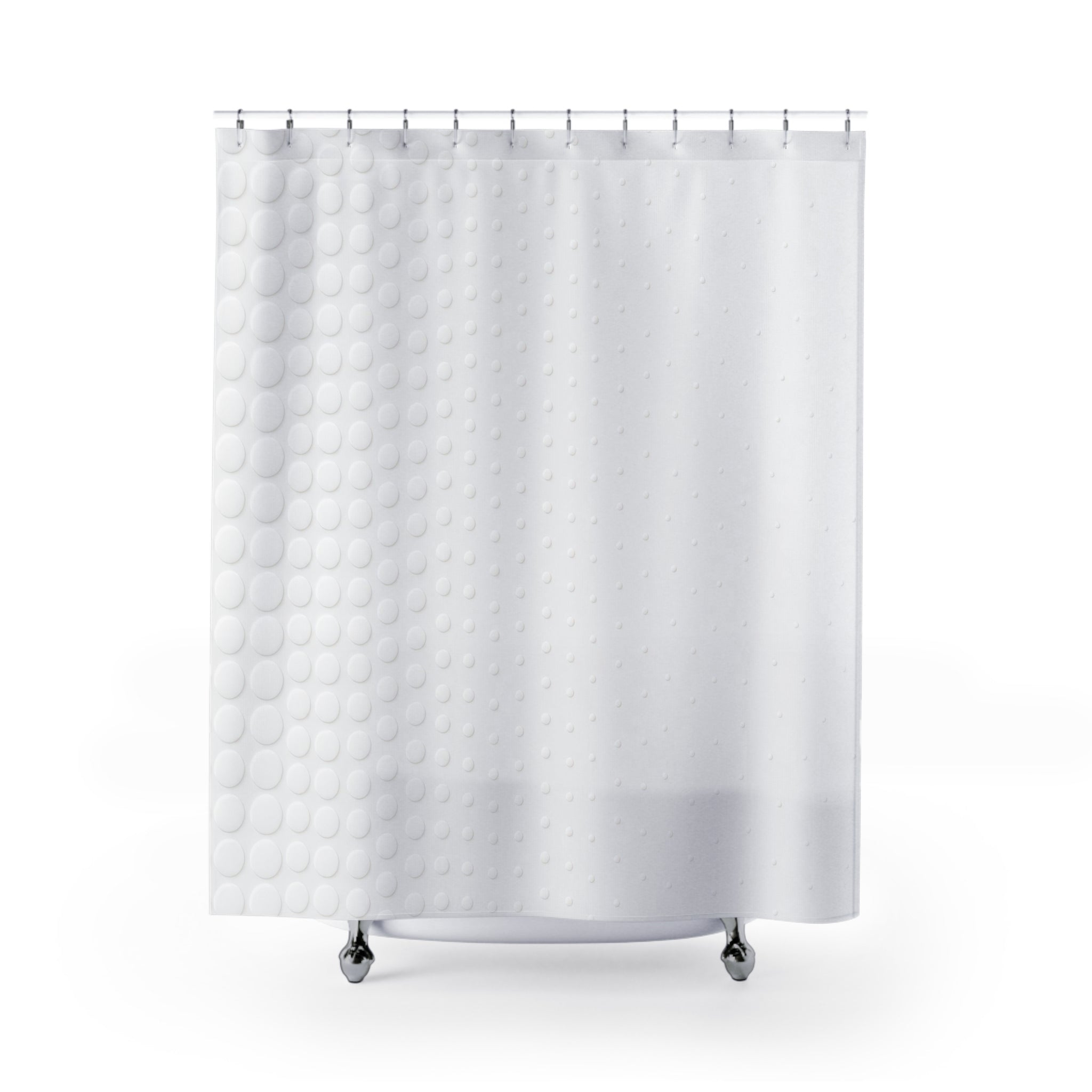 White Shower Curtain, Minimal Dot Bath Decor, Modern White Texture Pattern, Guest Bathroom Decor, Soft Spa Neutral Clean Style Decor