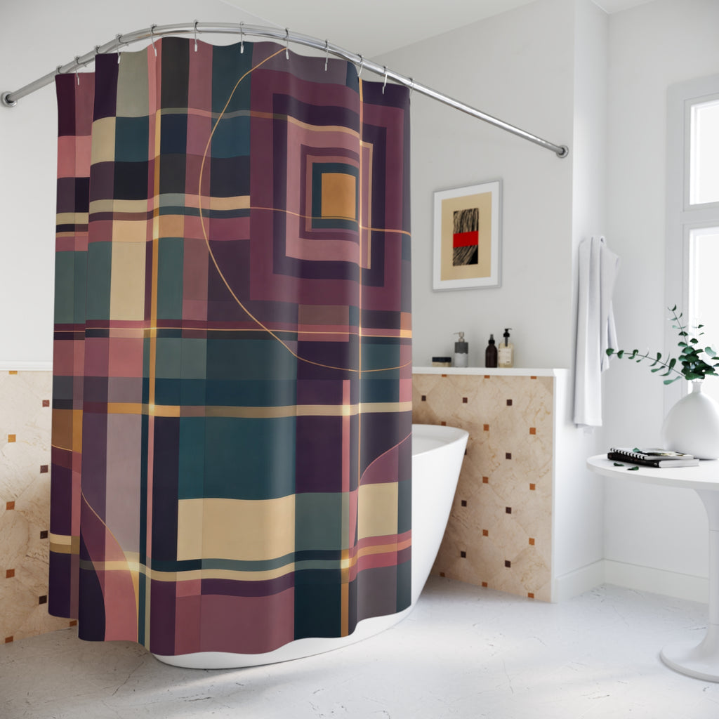 Modern Abstract Plaid Shower Curtain