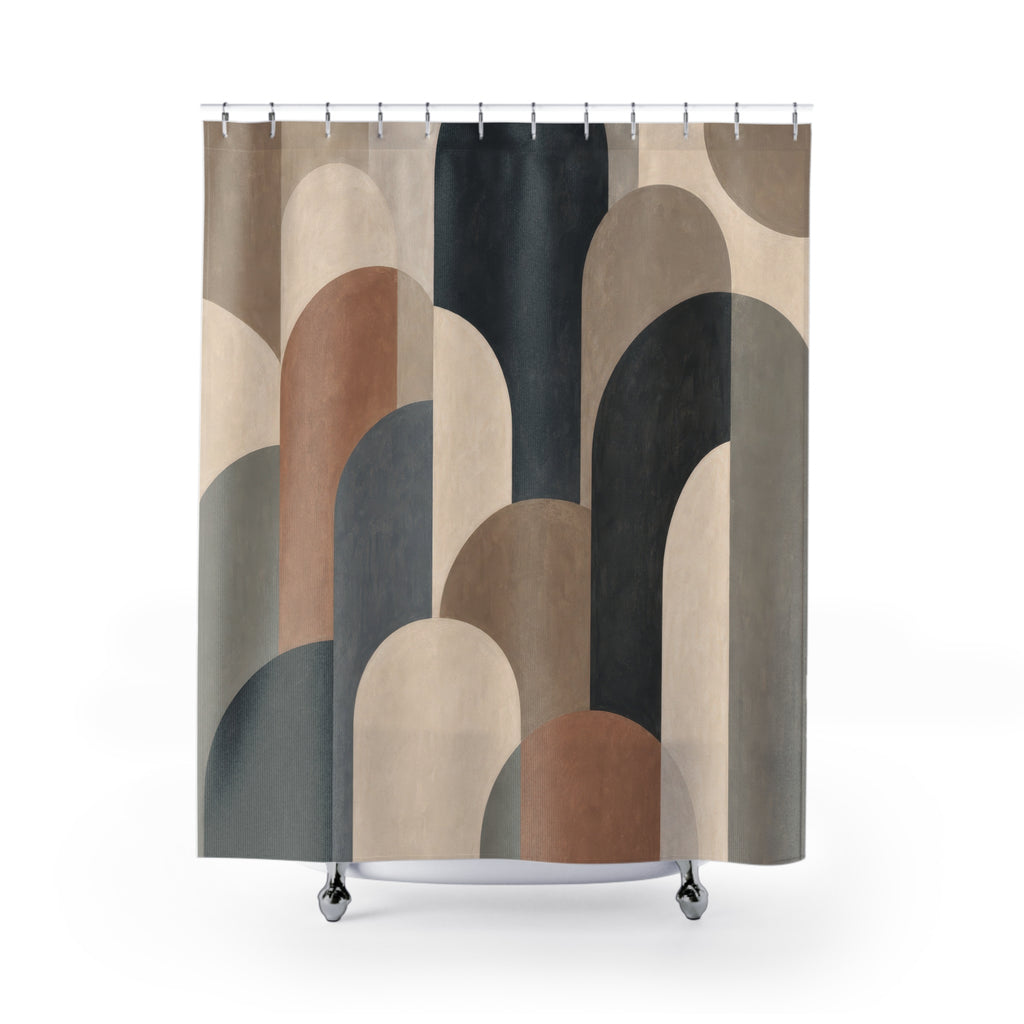 Black Beige Modern Arch Shower Curtain