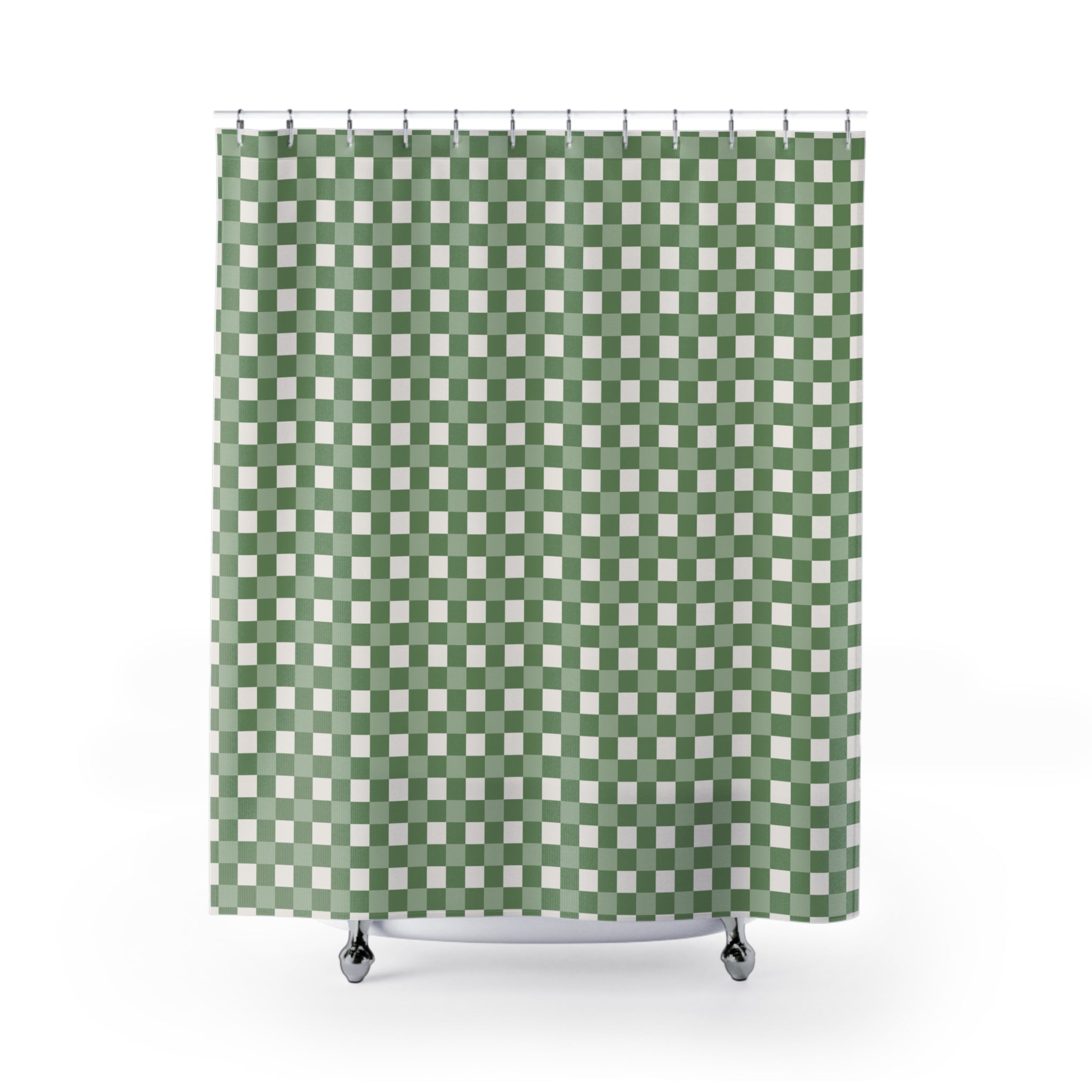 Sage Green Gingham Shower Curtain – Cream Cottage