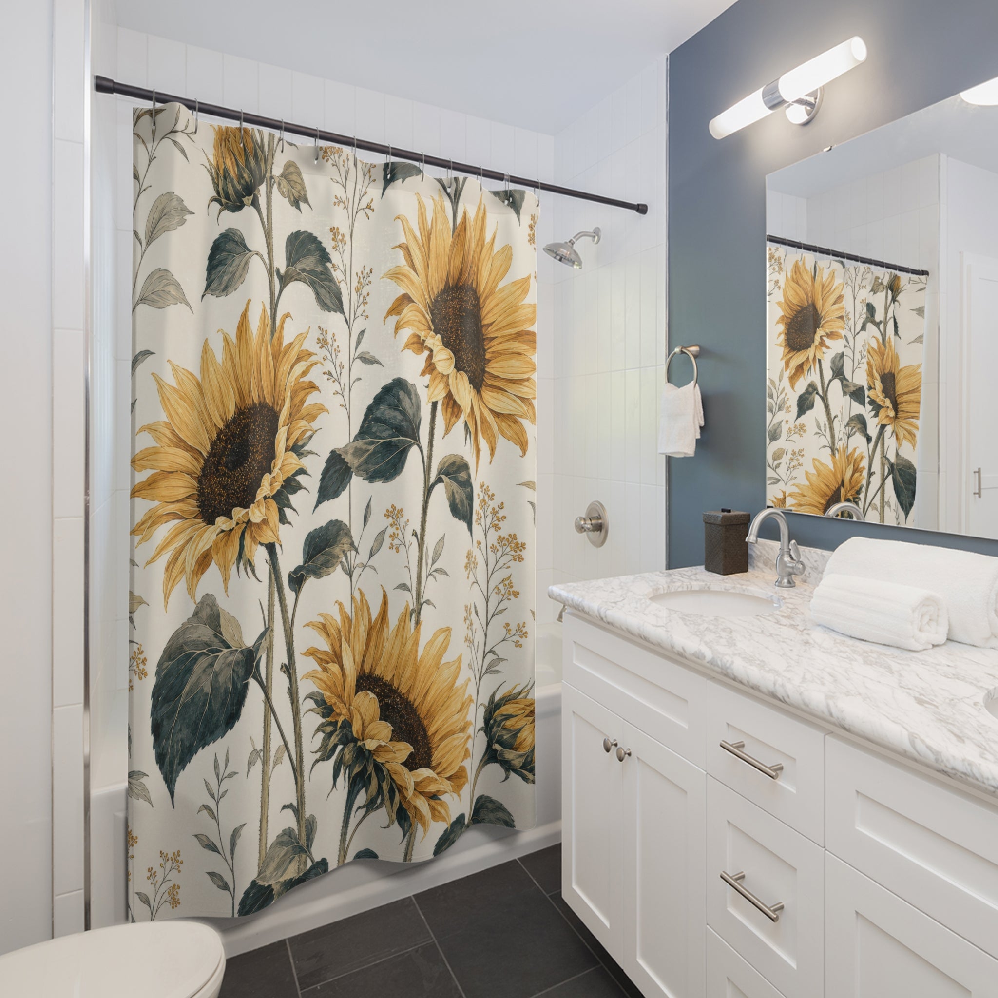 Yellow Botanical Flower Sunflower Shower Curtain