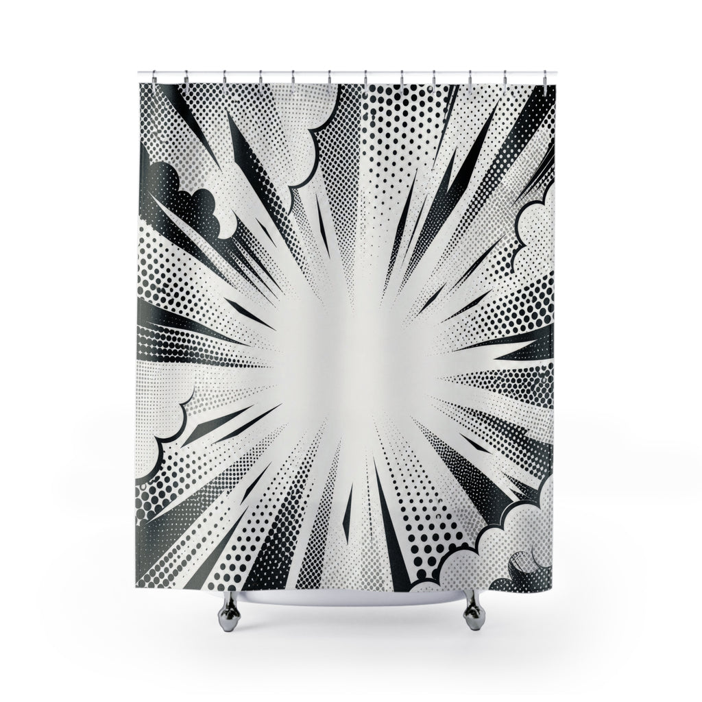 Black White Halftone Shower Curtain