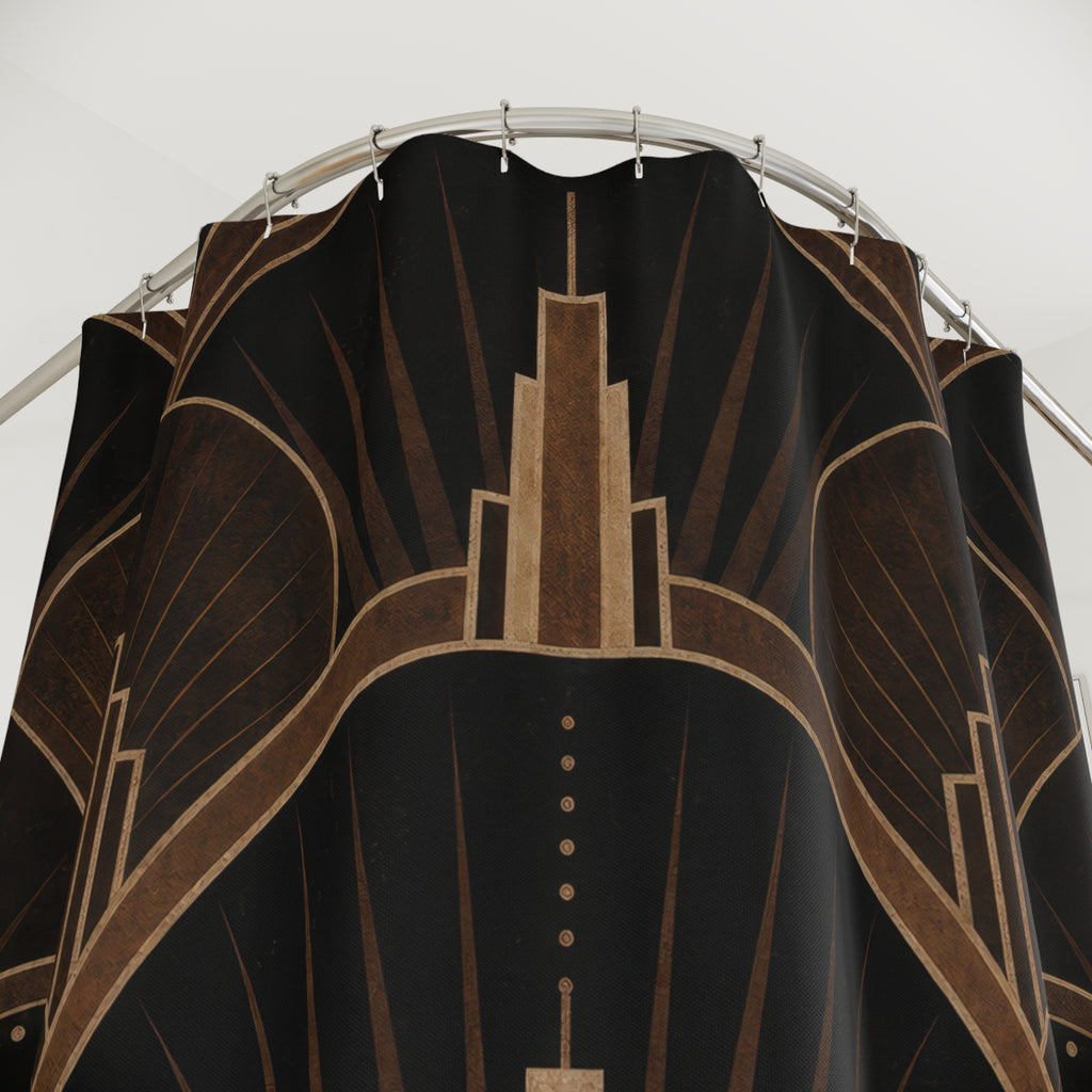 Black Brown Geometric Art Deco Shower Curtain