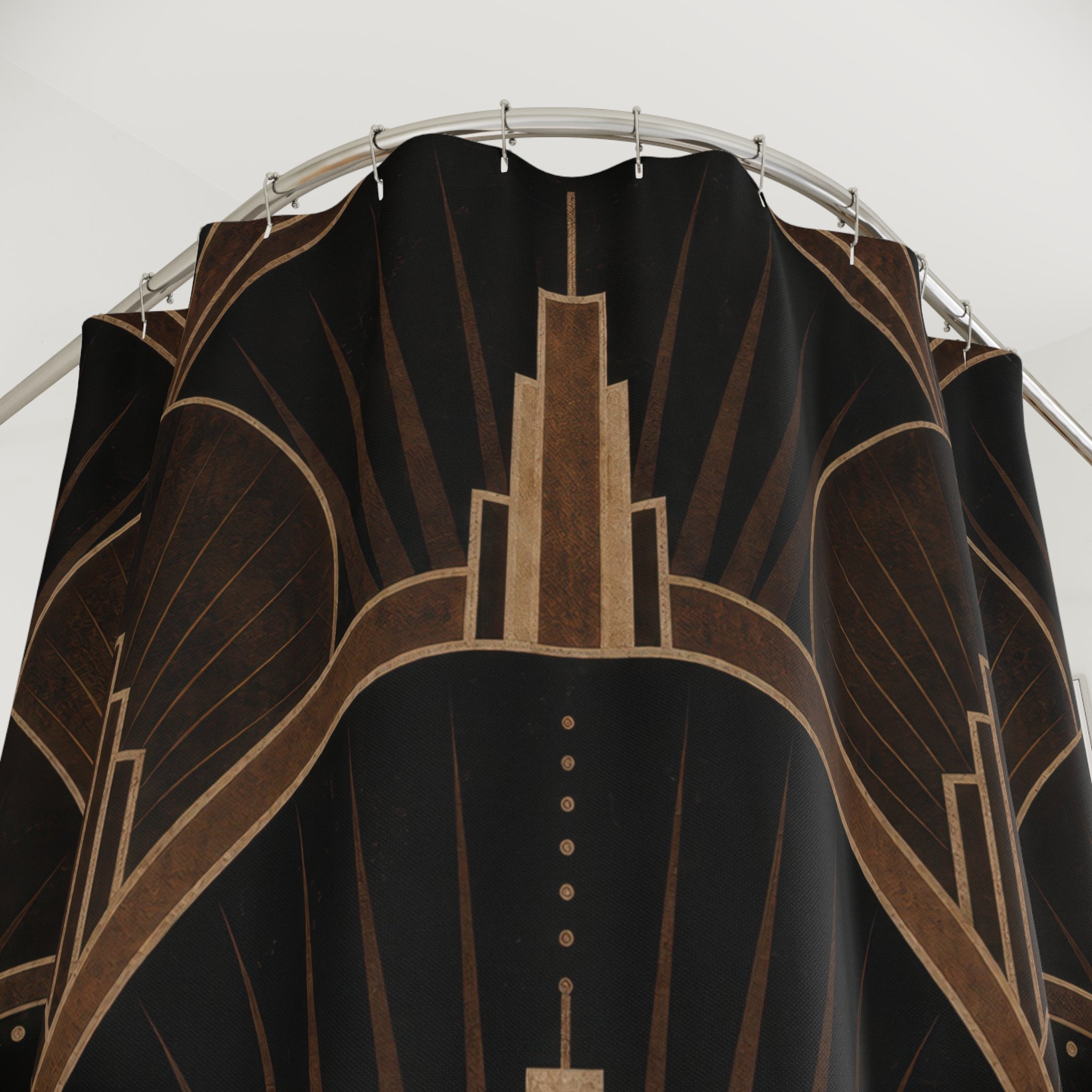 Black Brown Geometric Art Deco Shower Curtain