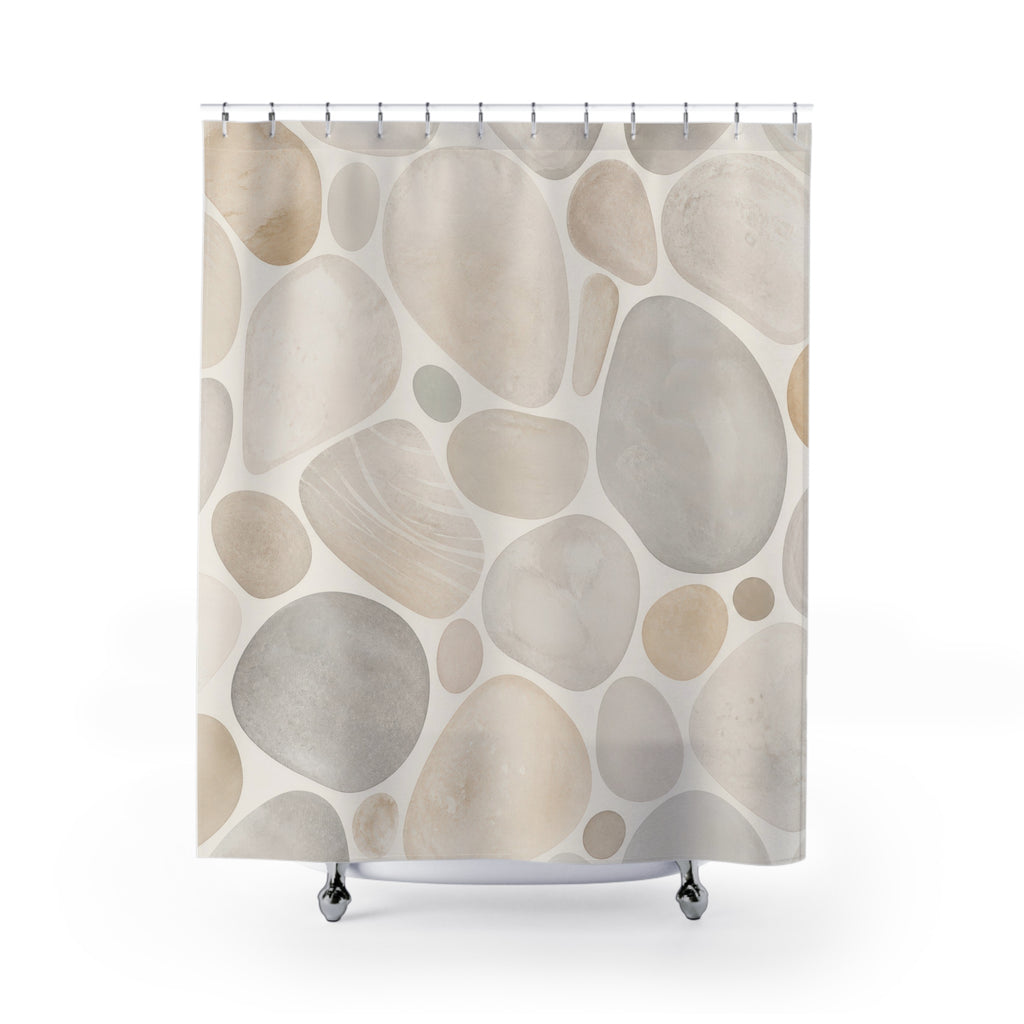 Off White Pebble Stone Look Shower Curtain