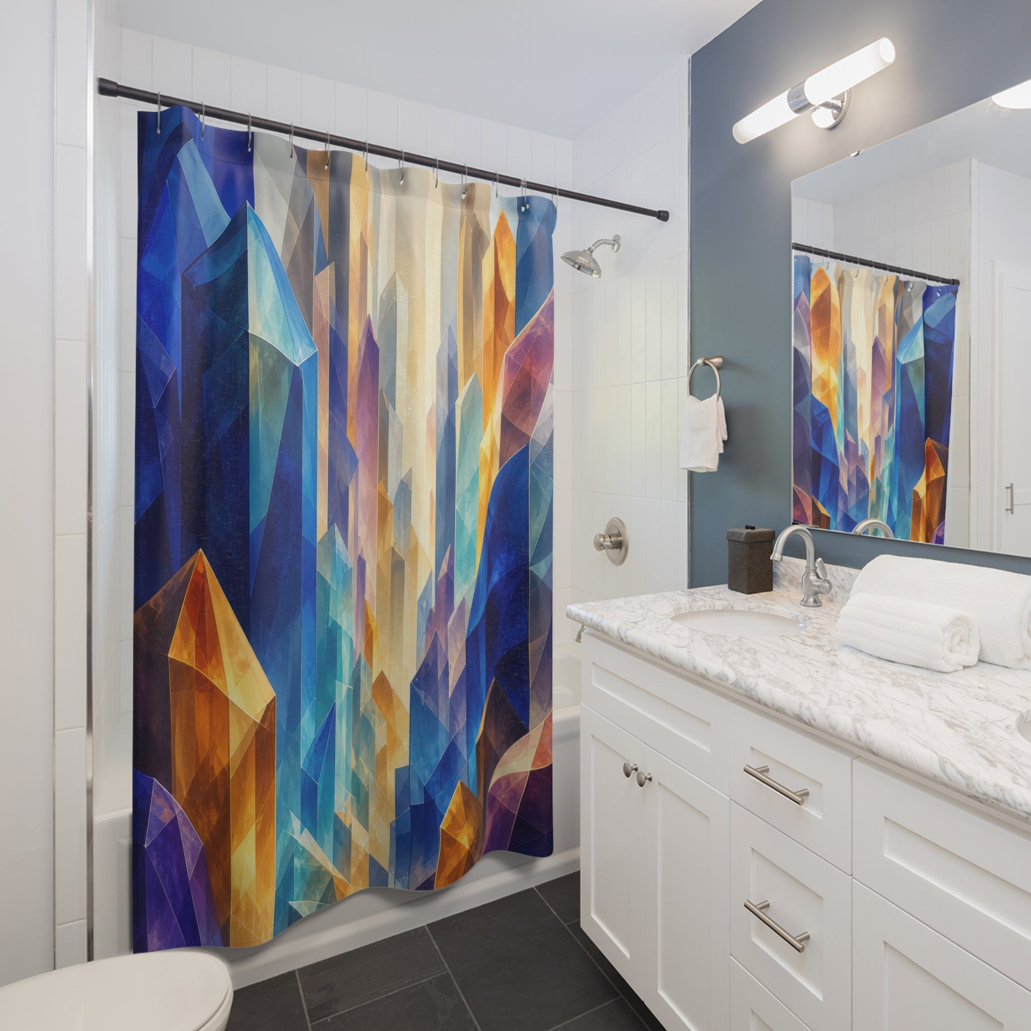 Geometric Crystal Prism Shower Curtain