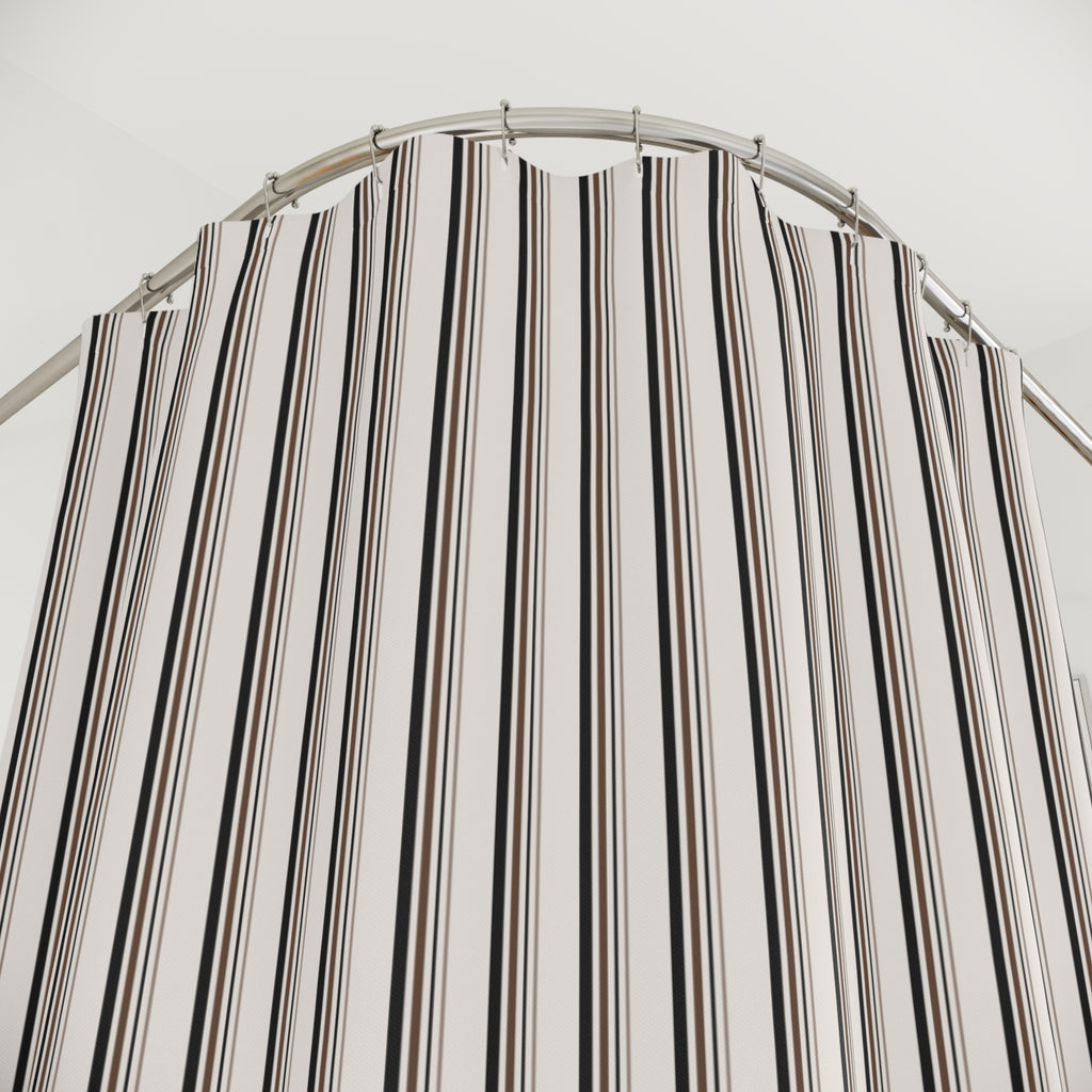 Black and Brown Earth Tone Striped Shower Curtain
