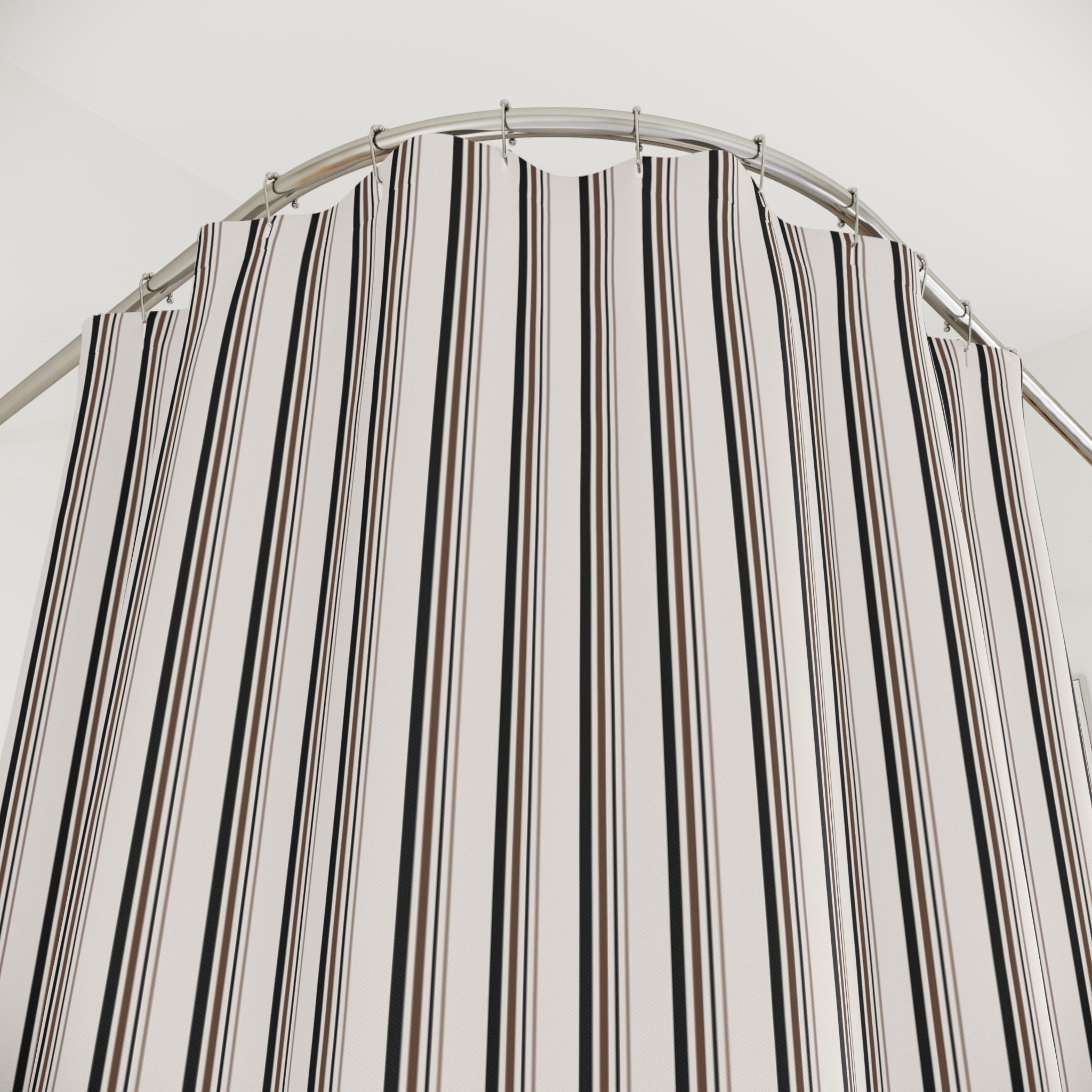 Black and Brown Earth Tone Striped Shower Curtain
