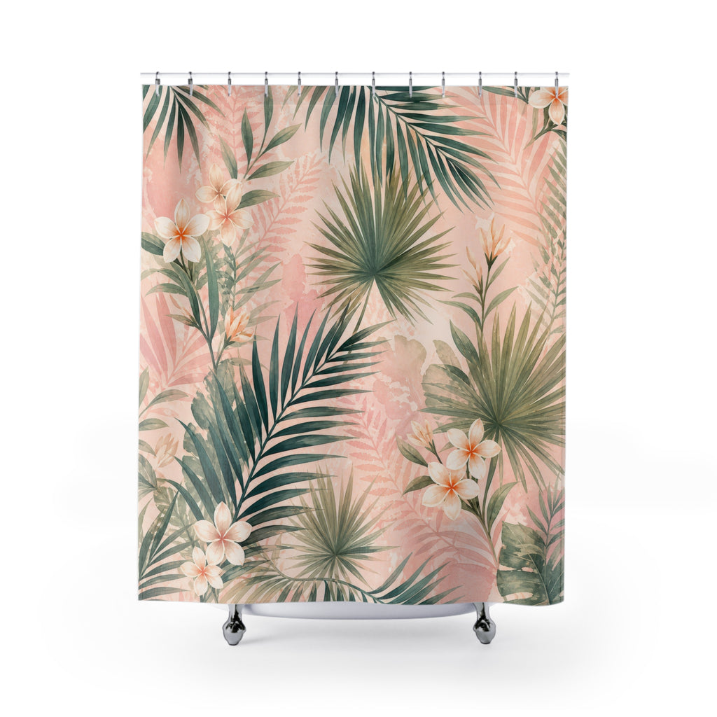 Blush Palm Leaf Shower Curtain
