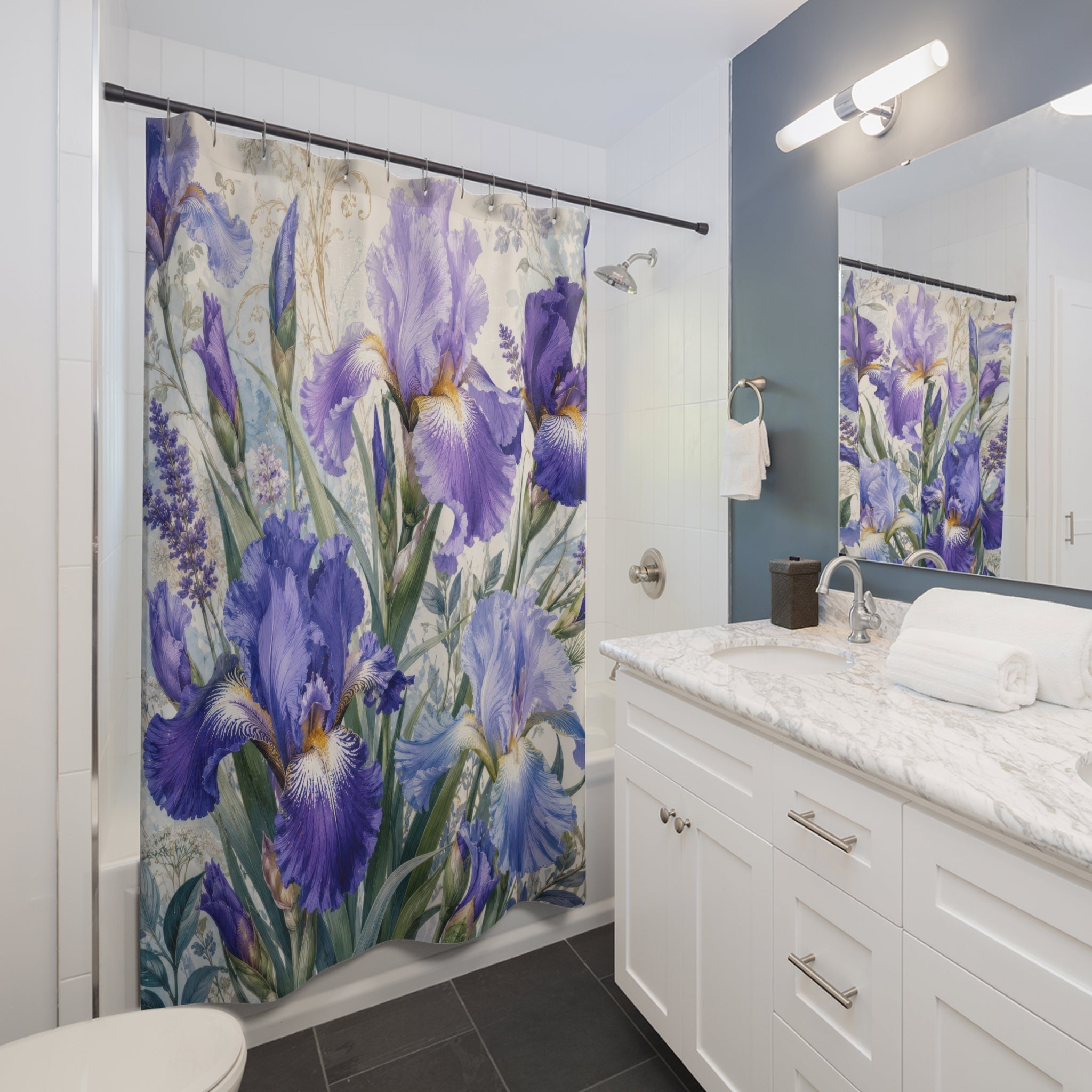 Iris Shower Curtain: Purple Blue Floral