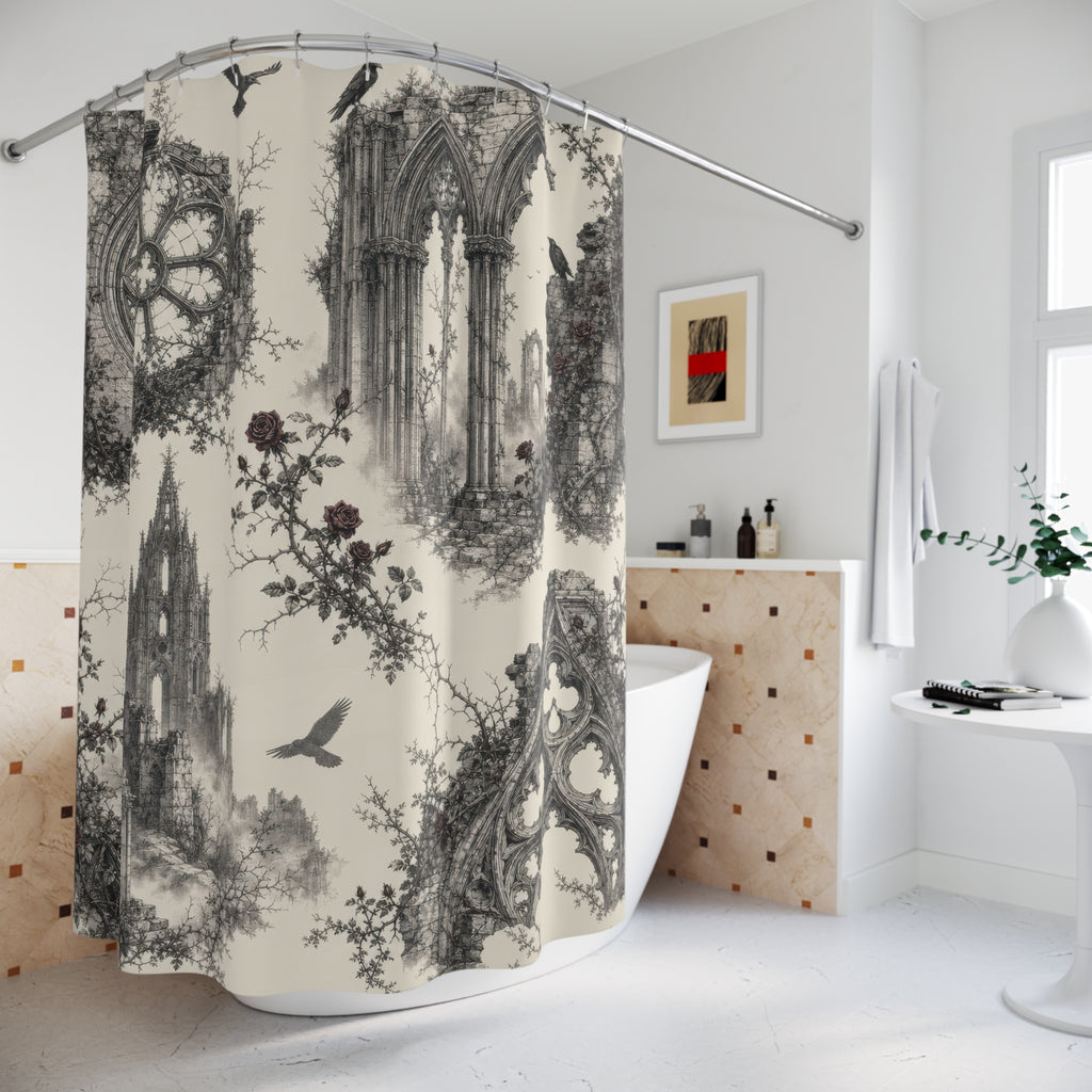 Gothic Cathedral Ruins Toile Shower Curtain