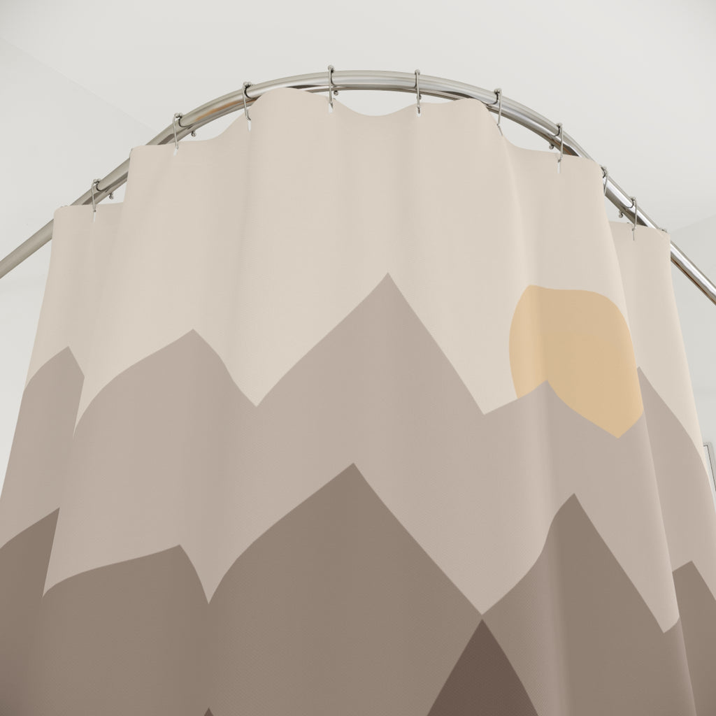 Grey Orange Shower Curtain: Mountain Sunset