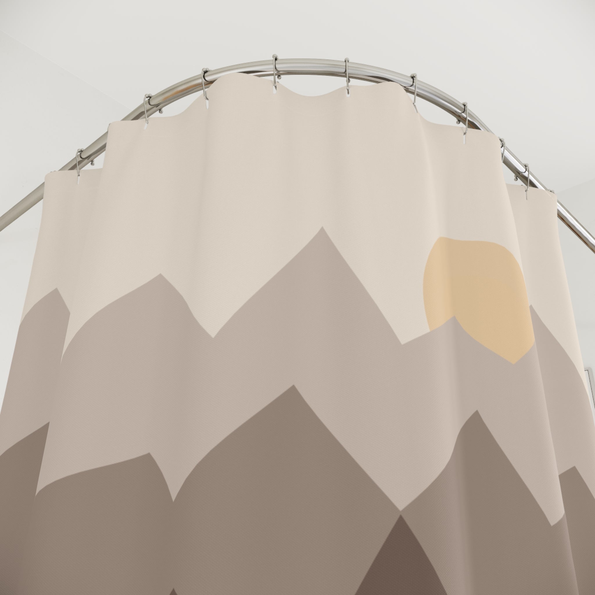 Grey Orange Shower Curtain: Mountain Sunset