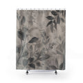 Gray Floral Botanical Beige Black Charcoal Shower Curtain