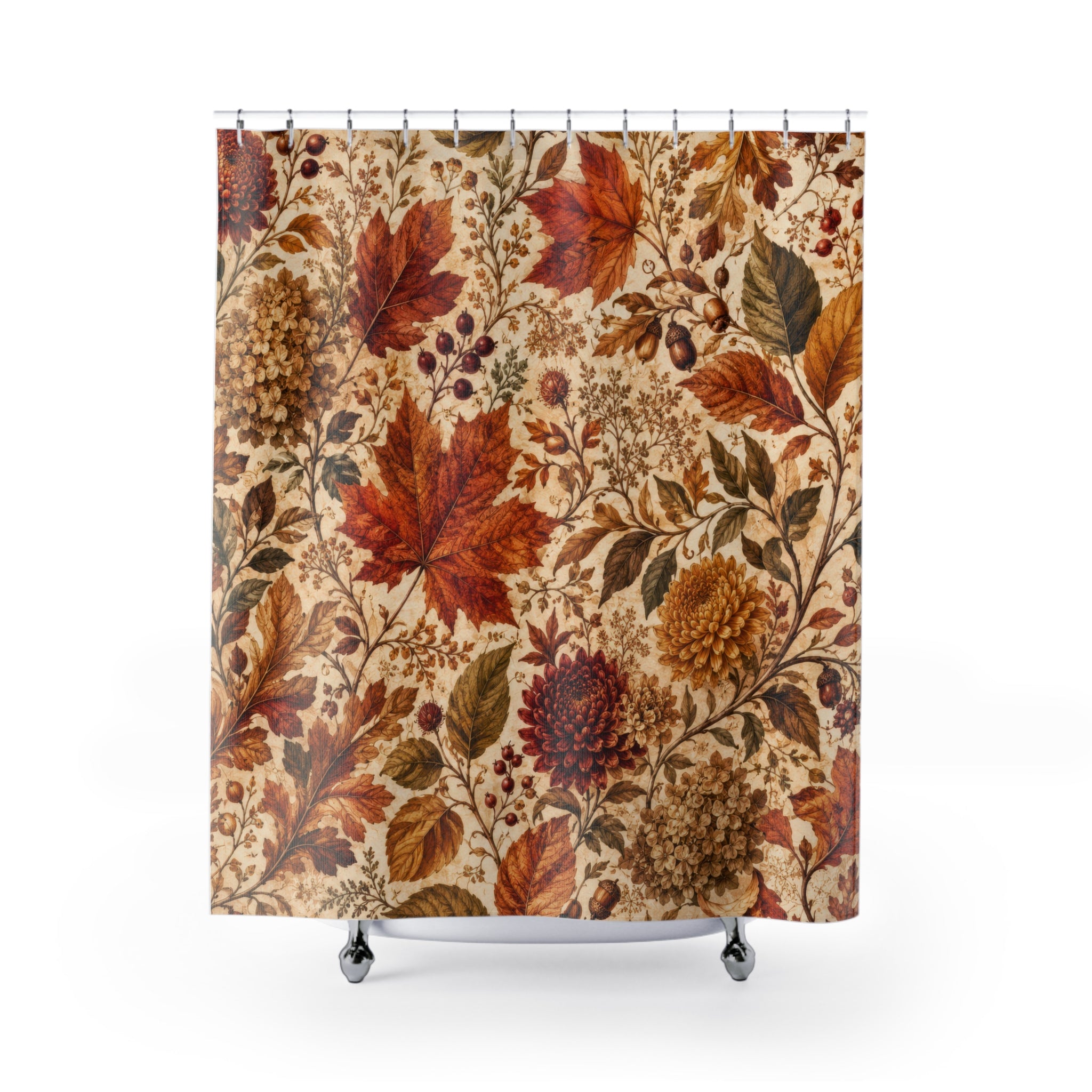 Autumn Shower Curtain: Vintage Fall Leaves